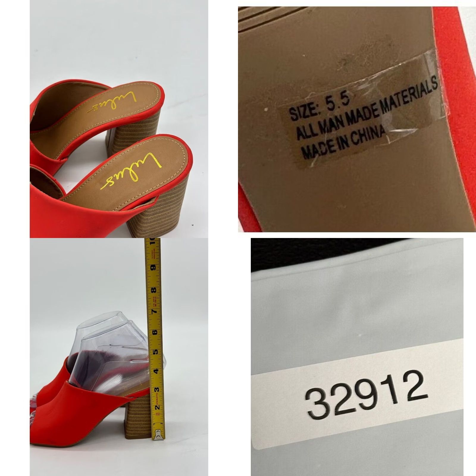 Lulus Lulus Heels Mules Womens 5.5 Red Peep Toe Slip On Comfort Blocked High Heel New Size US 6 / IT 36 - 8 Thumbnail