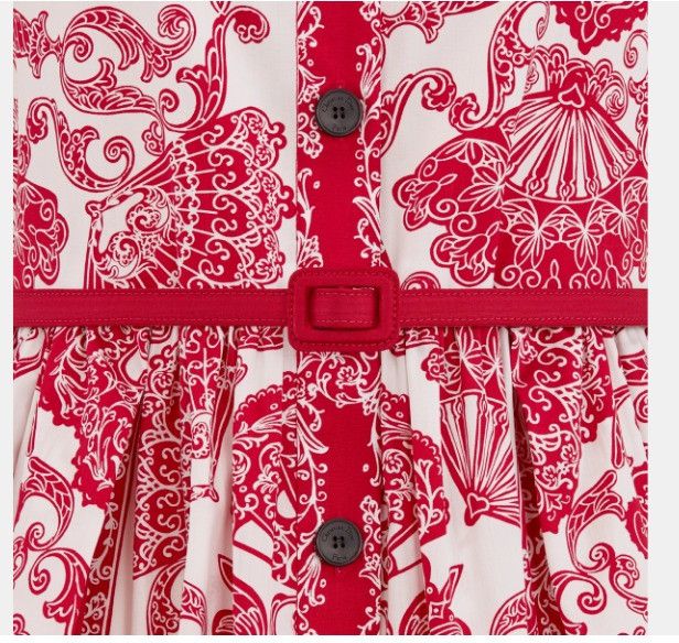 Dior o1w1db10924 Mid-Length Shirt Dress in Red & White Size L / US 10 / IT 46 - 3 Thumbnail