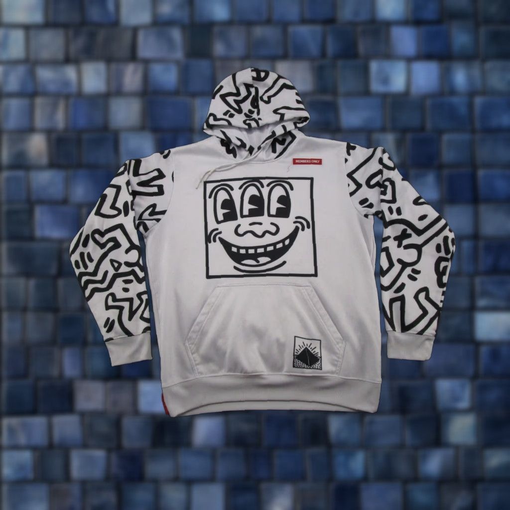 Members Only Keith Haring X Members Only All Over Graphic Print Hoodie M Mens Pullover Hooded Multicolor Graphic Print 80s Art Hip Hop Size M Size US M / EU 48-50 / 2 - 1 Thumbnail