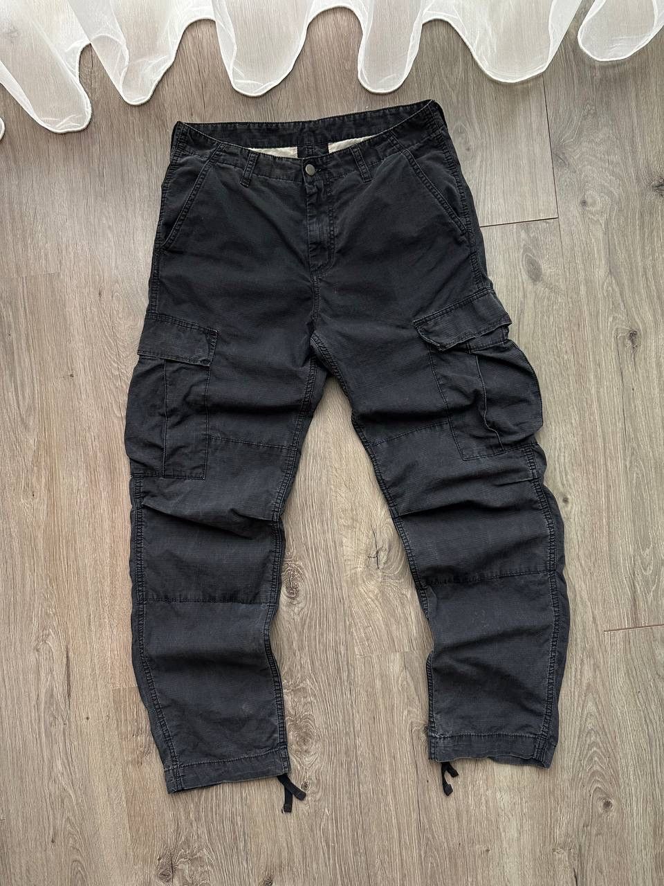 Carhartt × Carhartt Wip × Vintage Vintage Carhartt Cargo Black Big Logo Pants Size US 31 - 9 Thumbnail