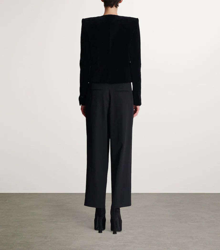 Balmain o1s1wg111025 Velvet Cropped Jacket in Black Size S / US 4 / IT 40 - 7 Thumbnail