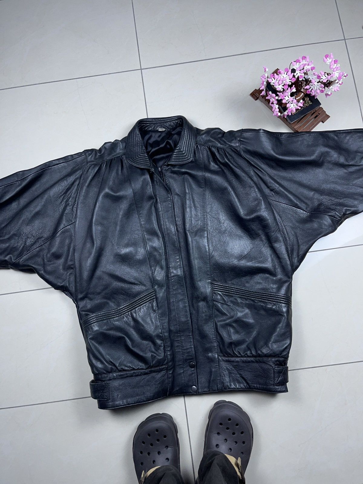 Genuine Leather × Vintage ➕ vintage sick fit boxy genuine leather avant garde jacket Size US L / EU 52-54 / 3 - 2 Thumbnail