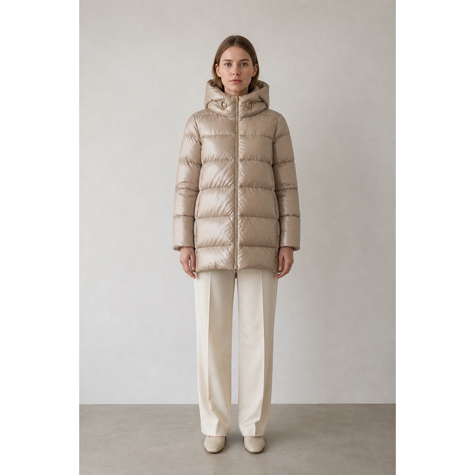 Herno Herno Hooded Down Jacket Beige Luxury Size M / US 6-8 / IT 42-44 - 1 Thumbnail