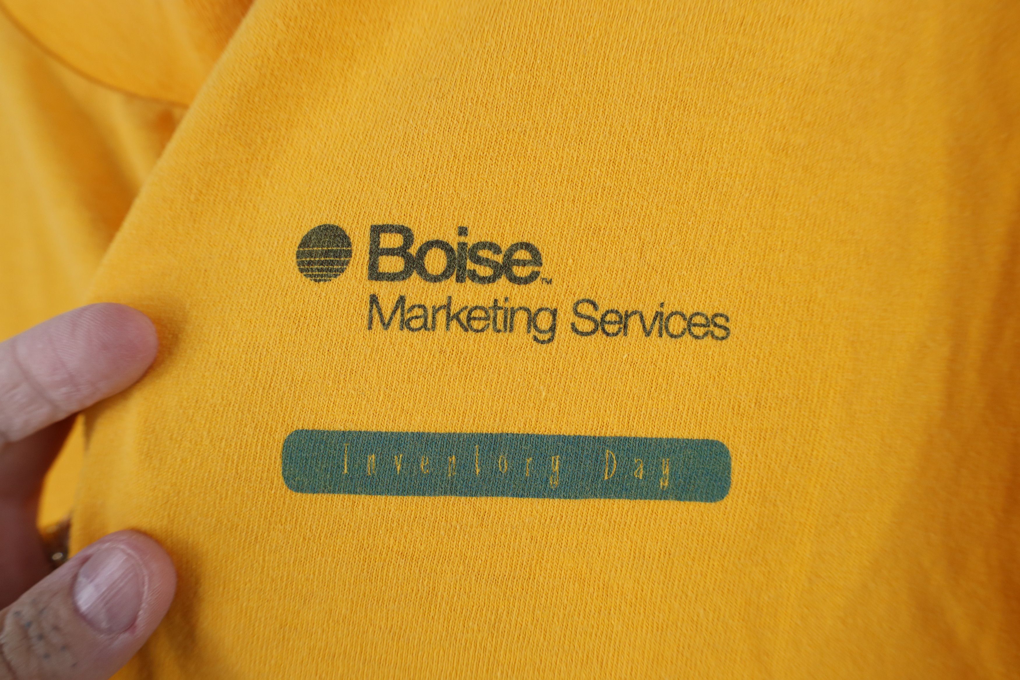 Vintage Vintage 90s Boise Marketing Services T-Shirt Yellow USA Size US L / EU 52-54 / 3 - 4 Thumbnail