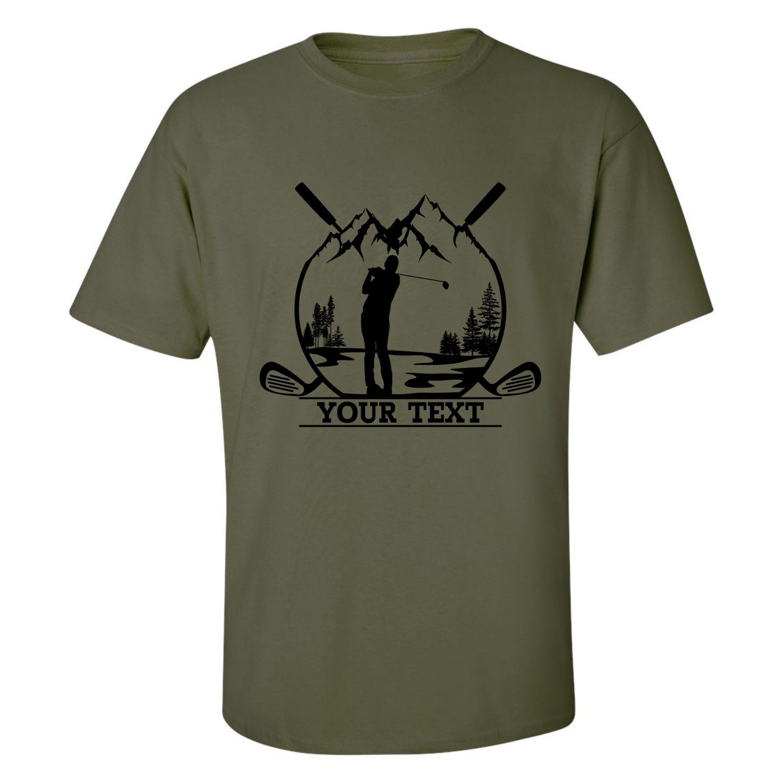 Gildan Personalized Golfer in Nature Scenery Custom Text T-Shirt Size US L / EU 52-54 / 3 - 6 Thumbnail