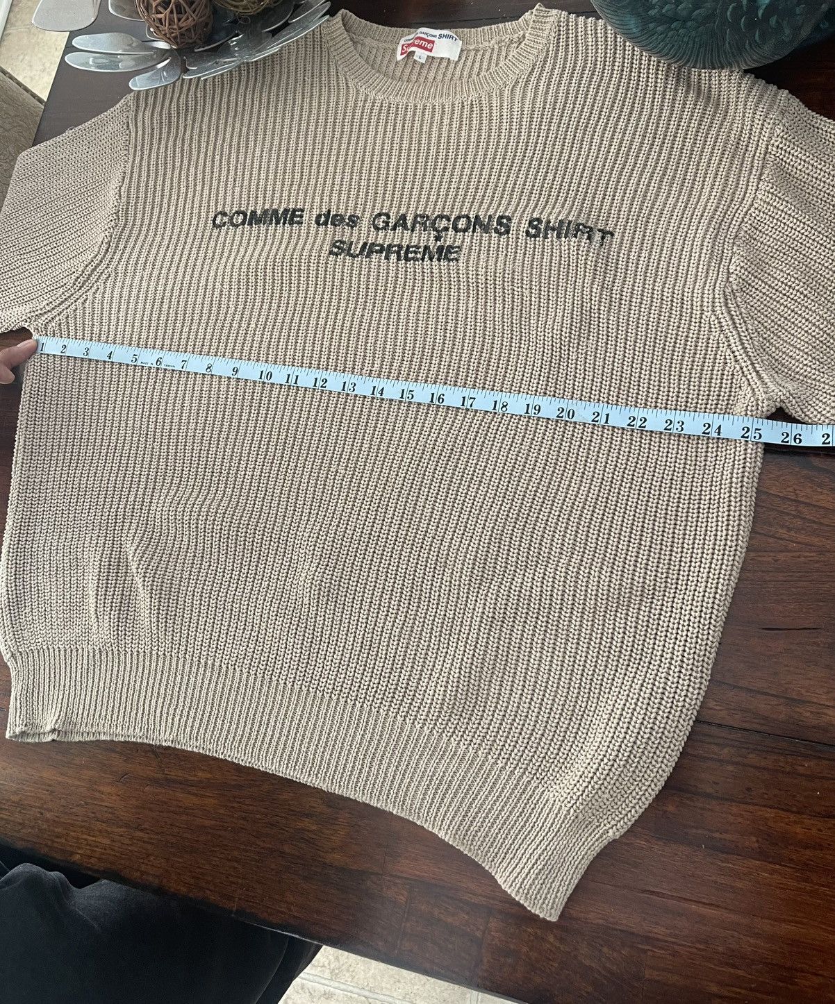 Comme des Garcons SHIRT × Supreme Supreme x CDG Knit Sweater Tan Size US L / EU 52-54 / 3 - 6 Thumbnail