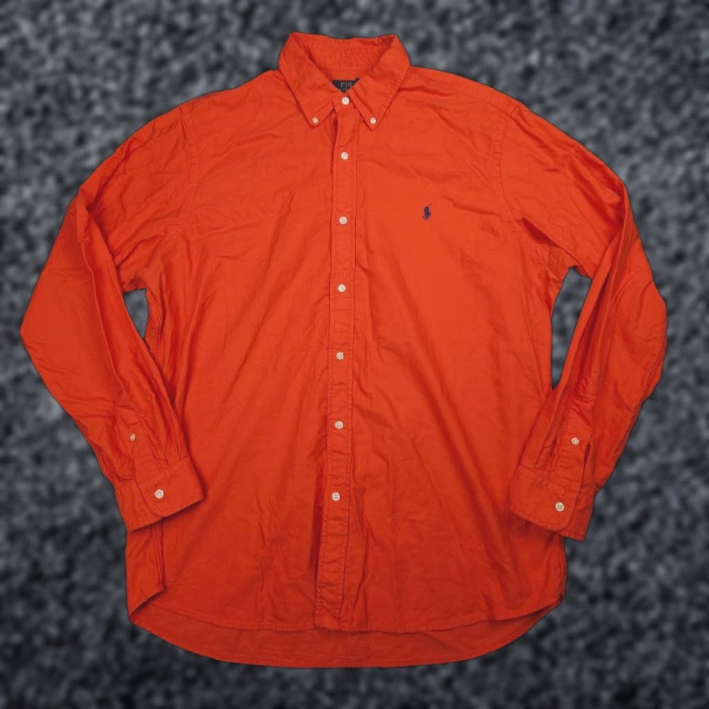 Polo Ralph Lauren VINTAGE Polo Ralph Lauren Flannel Shirt Mens XL Orange 100% Cotton Oxford Pony Button Up Size US XL / EU 56 / 4 - 1 Thumbnail