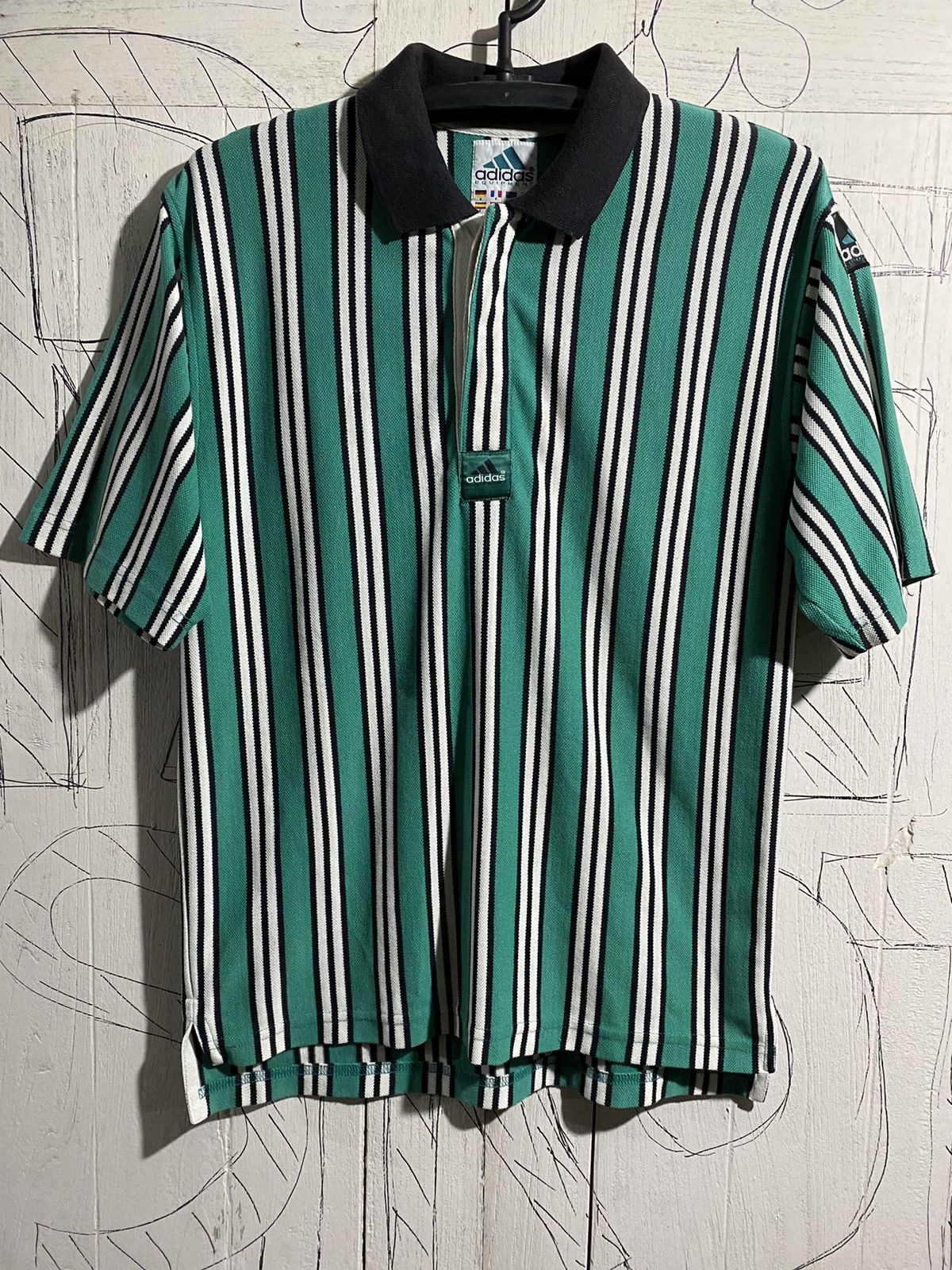 Adidas × Vintage Vintage Adidas Equipment Striped Polo Shirt size S Size US S / EU 44-46 / 1 - 2 Thumbnail
