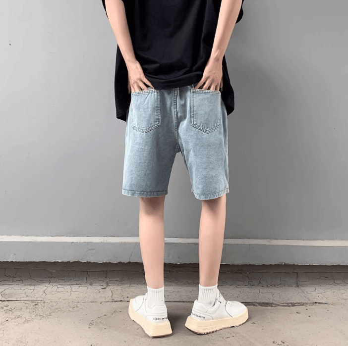 Japanese Brand × Jean Loose straight leg distressed denim shorts Size US 30 / EU 46 - 5 Thumbnail