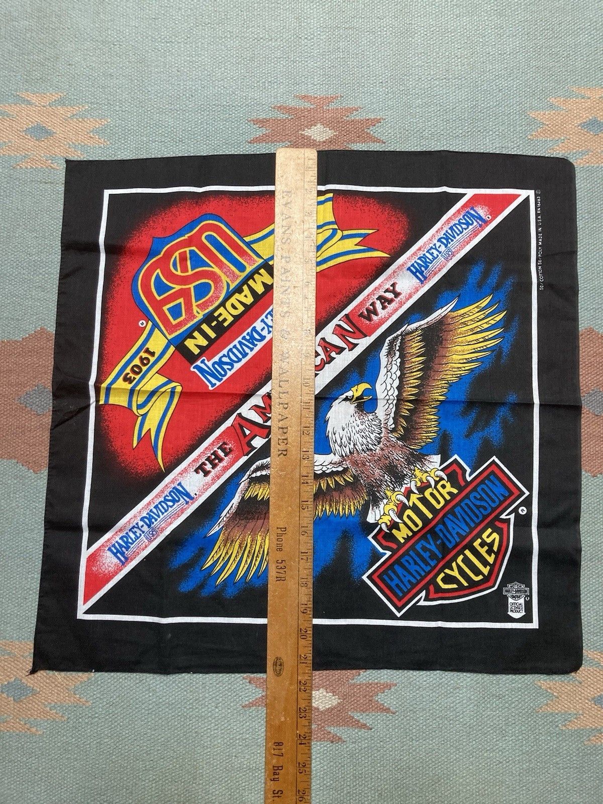Vintage vtg 80s Harley Davidson bandana the American way biker eagle Size ONE SIZE - 6 Thumbnail