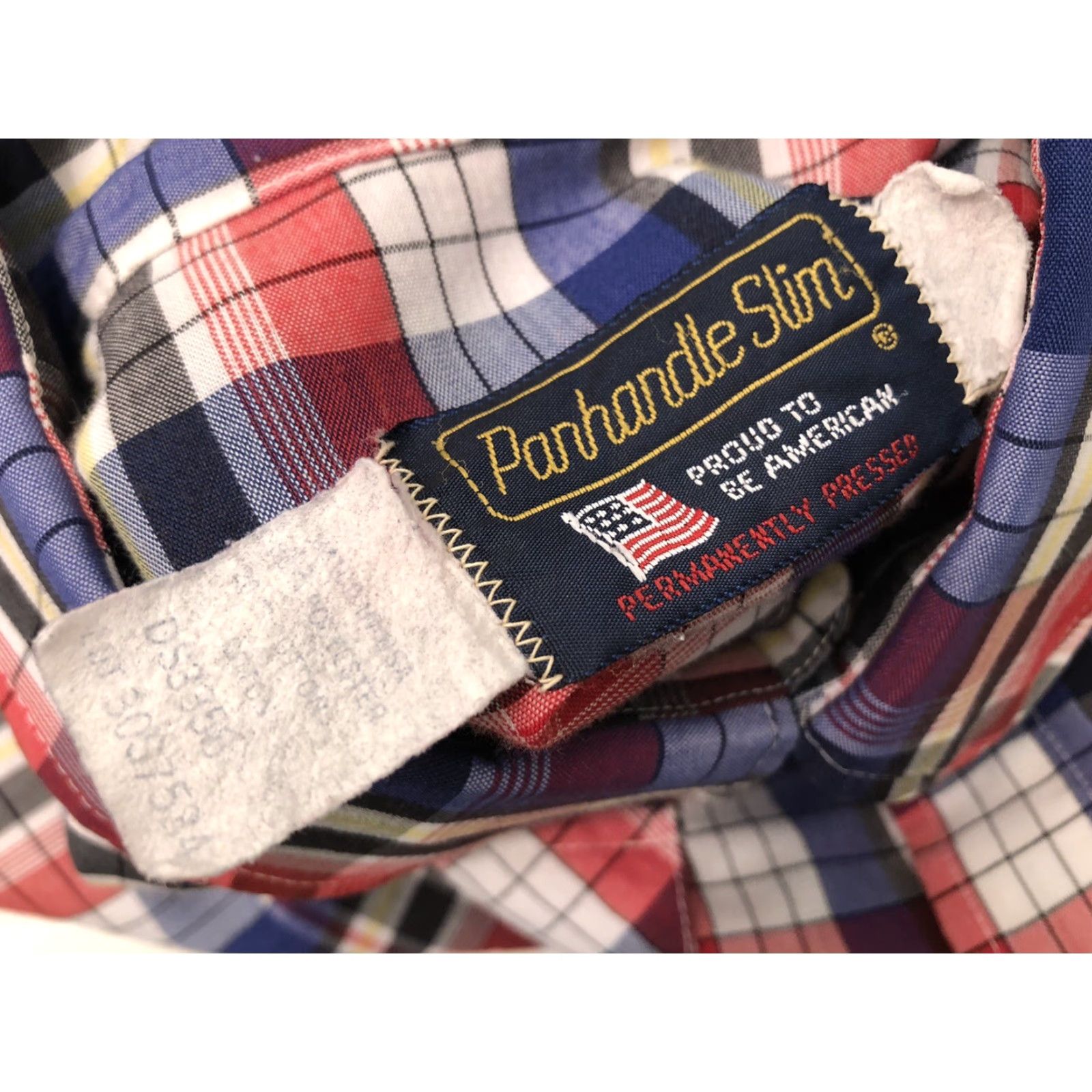 Vintage PANHANDLE SLIM - Mens XL Western Rockabilly PEARL SNAP Cowboy Shirt Shirt Mens XL Blue White Red Yellow Rockabilly 90s Cowboy Snap Button-Up Mens Size US XL / EU 56 / 4 - 7 Thumbnail