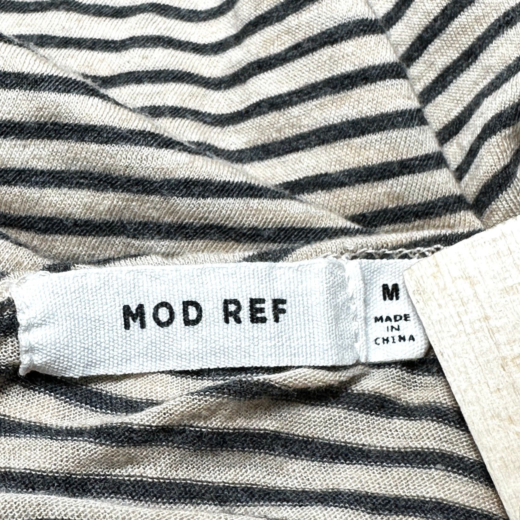 Vintage MOD REF Shirt Women M Beige Gray Cotton Striped Long Sleeve Lightweight Regular Size M / US 6-8 / IT 42-44 - 7 Thumbnail