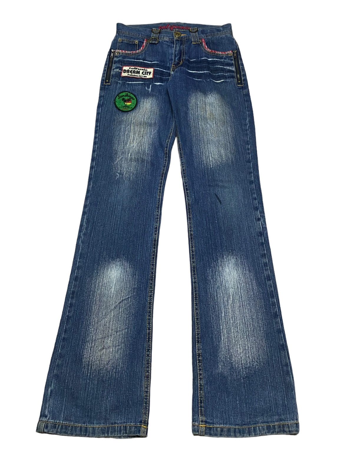 image of If Six Was Nine Design Vintage California Patches Flared Jeans 2000S in Denim, Men's (Size 32)