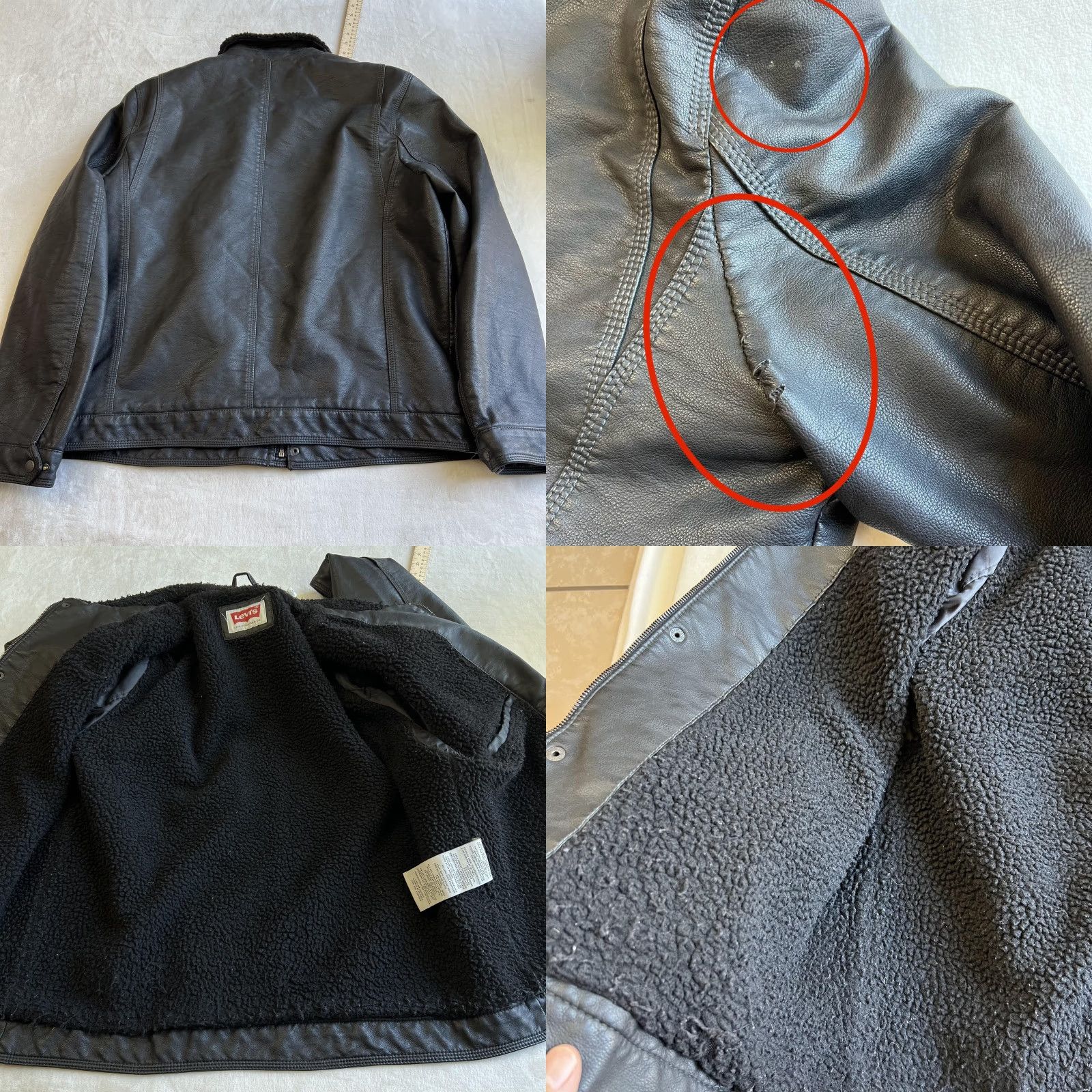 Levi's Levi's Jacket Mens XL Black Faux Leather Sherpa Lined Biker Trucker Motorcycle Size US XL / EU 56 / 4 - 8 Thumbnail