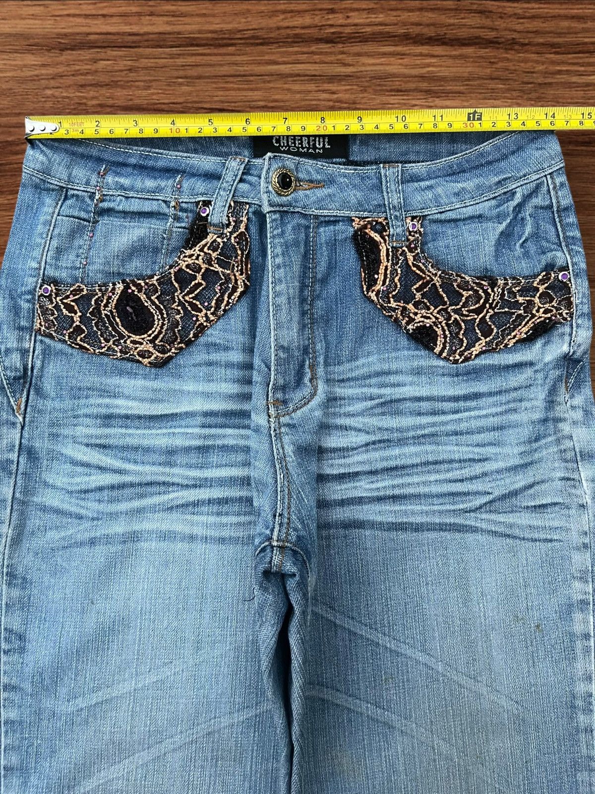 Japanese Brand Vintage Japanese Brand Snake Design Pocket Wide Flare Jeans Size 28" / US 6 / IT 42 - 12 Thumbnail