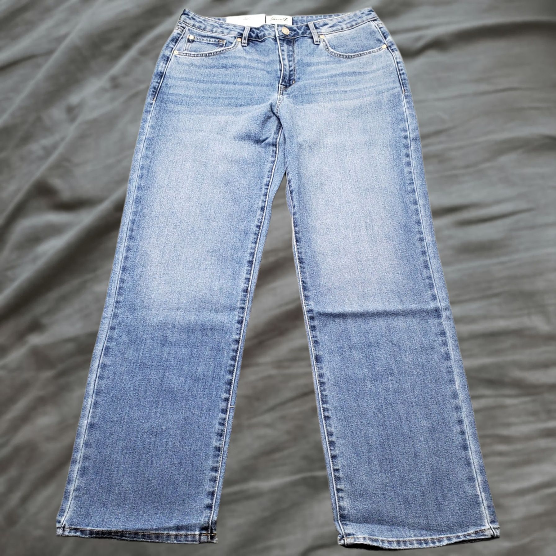 Vintage Seven7 Jeans Womens 6 Blue Denim Premium High Rise Loose Straight Leg MY10341DE Jeans Women Size 6 Blue 30.5 Inseam Regular Fit 31 Waist 5-Pocket NWT Size 28" / US 6 / IT 42 - 1 Thumbnail