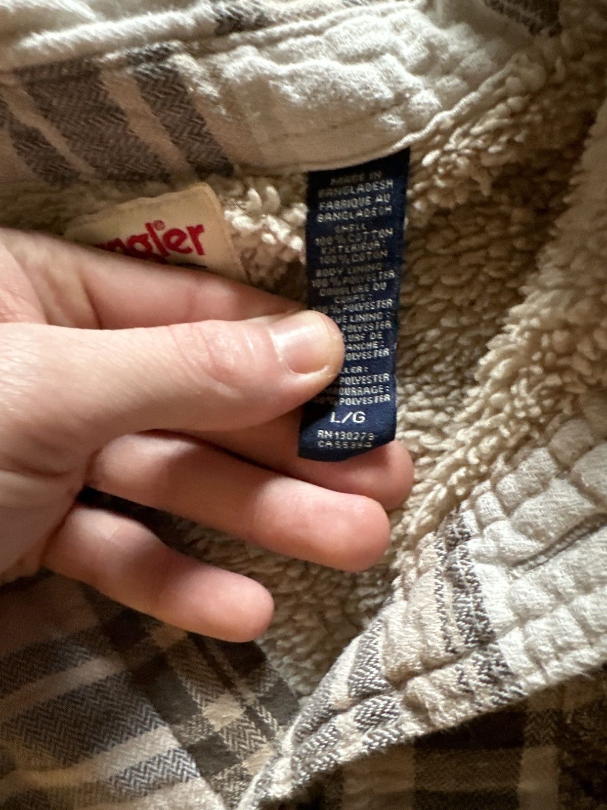 Wrangler Wrangler Fleece Button Flannel (Grey, Tan) Size US L / EU 52-54 / 3 - 5 Thumbnail