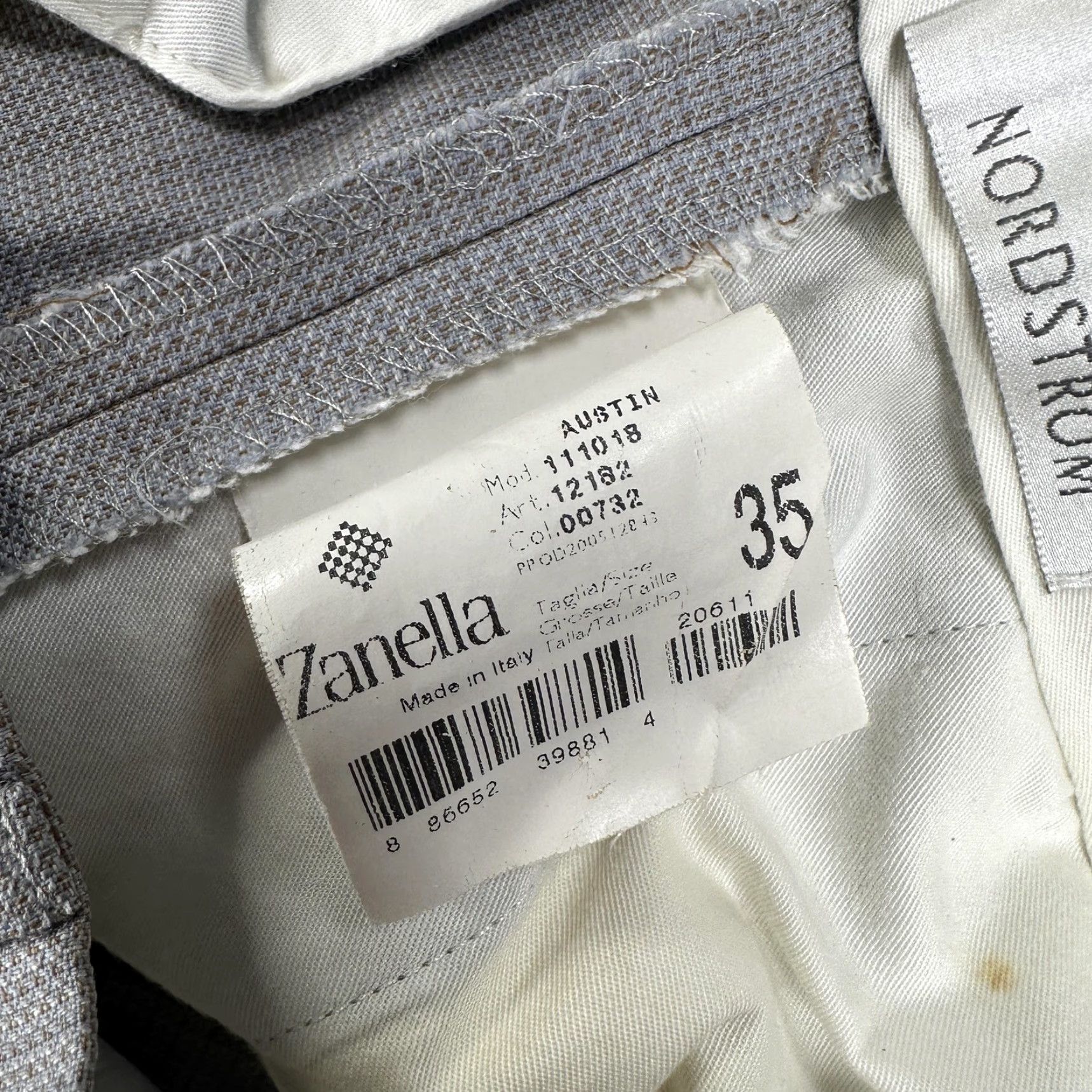 Zanella Zanella Austin Dress Pants Mens 35x28 Gray Check Pleated Cuffed Made In Italy Size US 35 - 7 Thumbnail