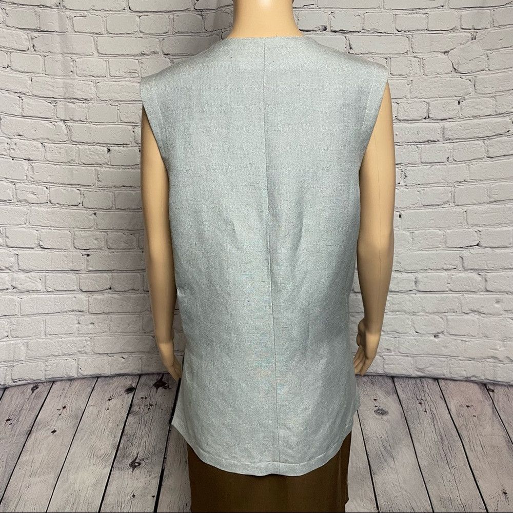 Harve Benard New Harve Benard Blue Linen Vest Size 12 Size XL / US 12-14 / IT 48-50 - 4 Thumbnail
