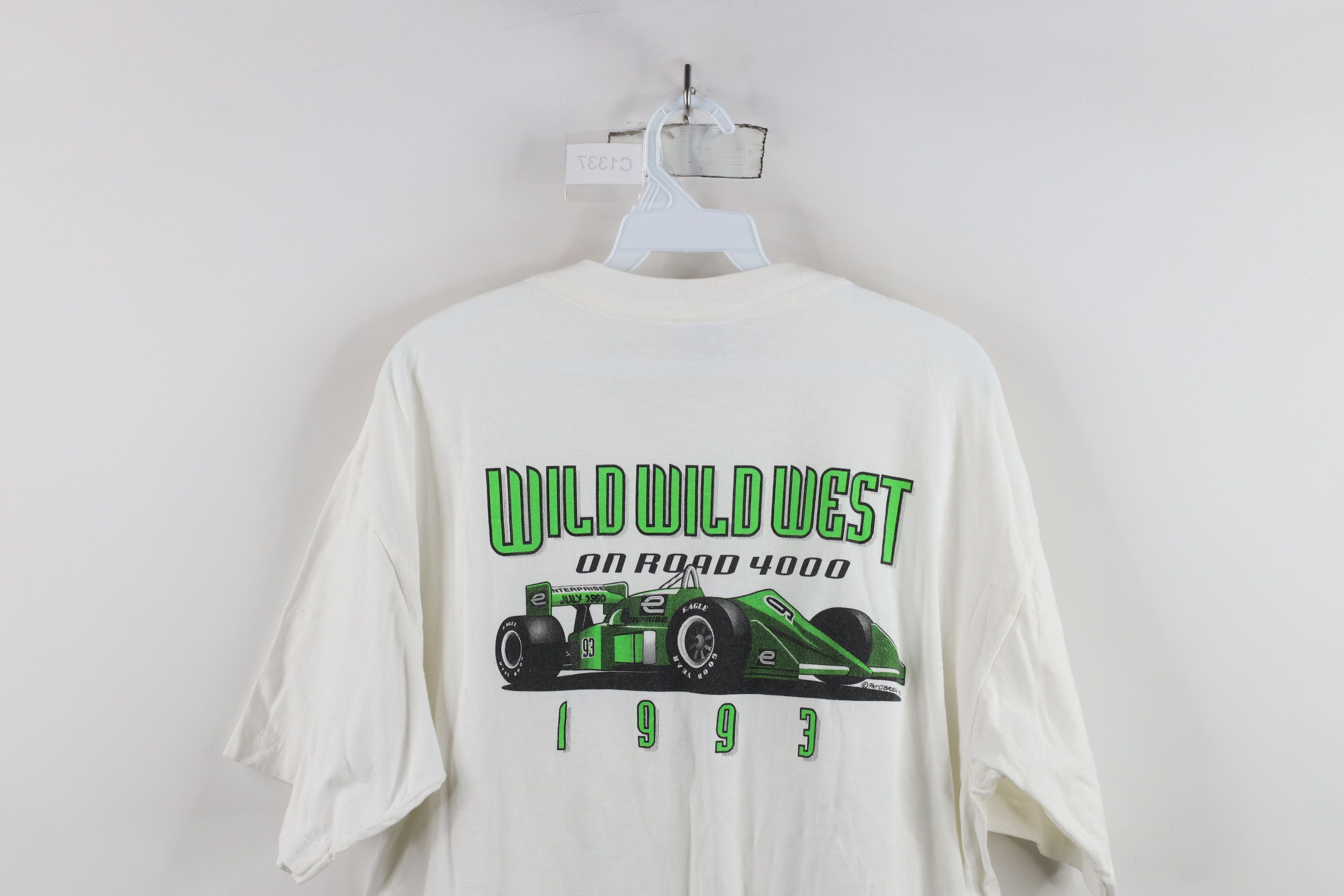 Vintage Vintage 90s Wild Wild West On Road 4000 Car Race T-Shirt USA Size US XL / EU 56 / 4 - 13 Thumbnail