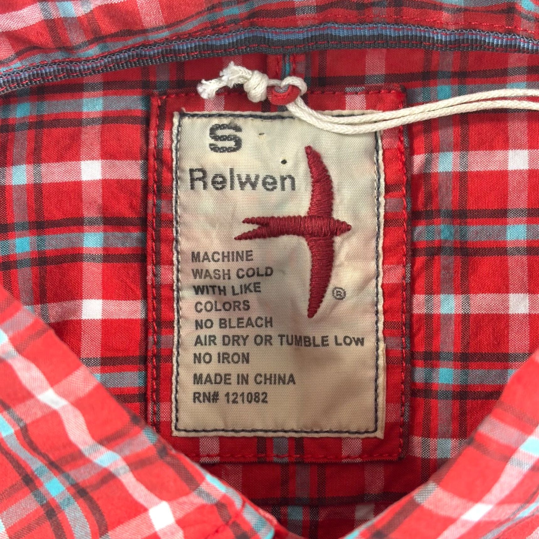 Relwen Relwen Work Shirt Men Small Red Madras Plaid Long Sleeve Button-Up Shirt, Casual, Travel, Workwear, NWT, Cotton, Regular Fit, Red Size US S / EU 44-46 / 1 - 2 Thumbnail