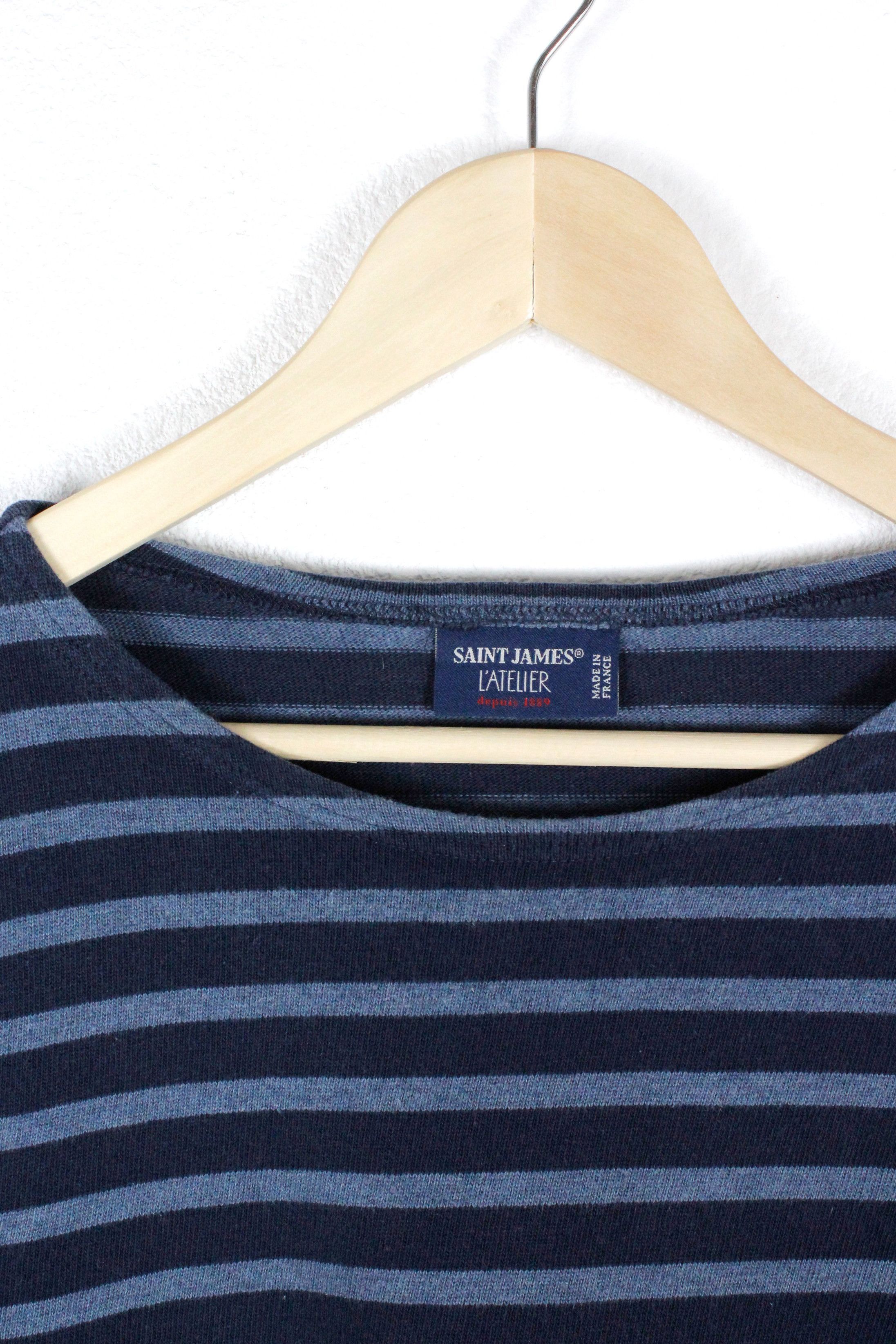 Saint James × Vintage Womens Saint James L'Atelier Striped Breton LS T-shirt 90s Size M / US 6-8 / IT 42-44 - 3 Thumbnail