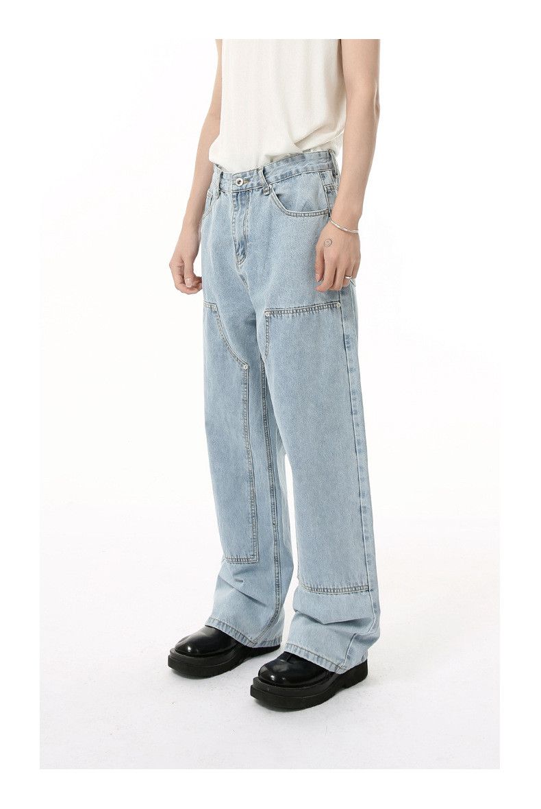 Japanese Brand Men's Japanese retro patchwork straight washed loose jeans Size US 32 / EU 48 - 3 Thumbnail