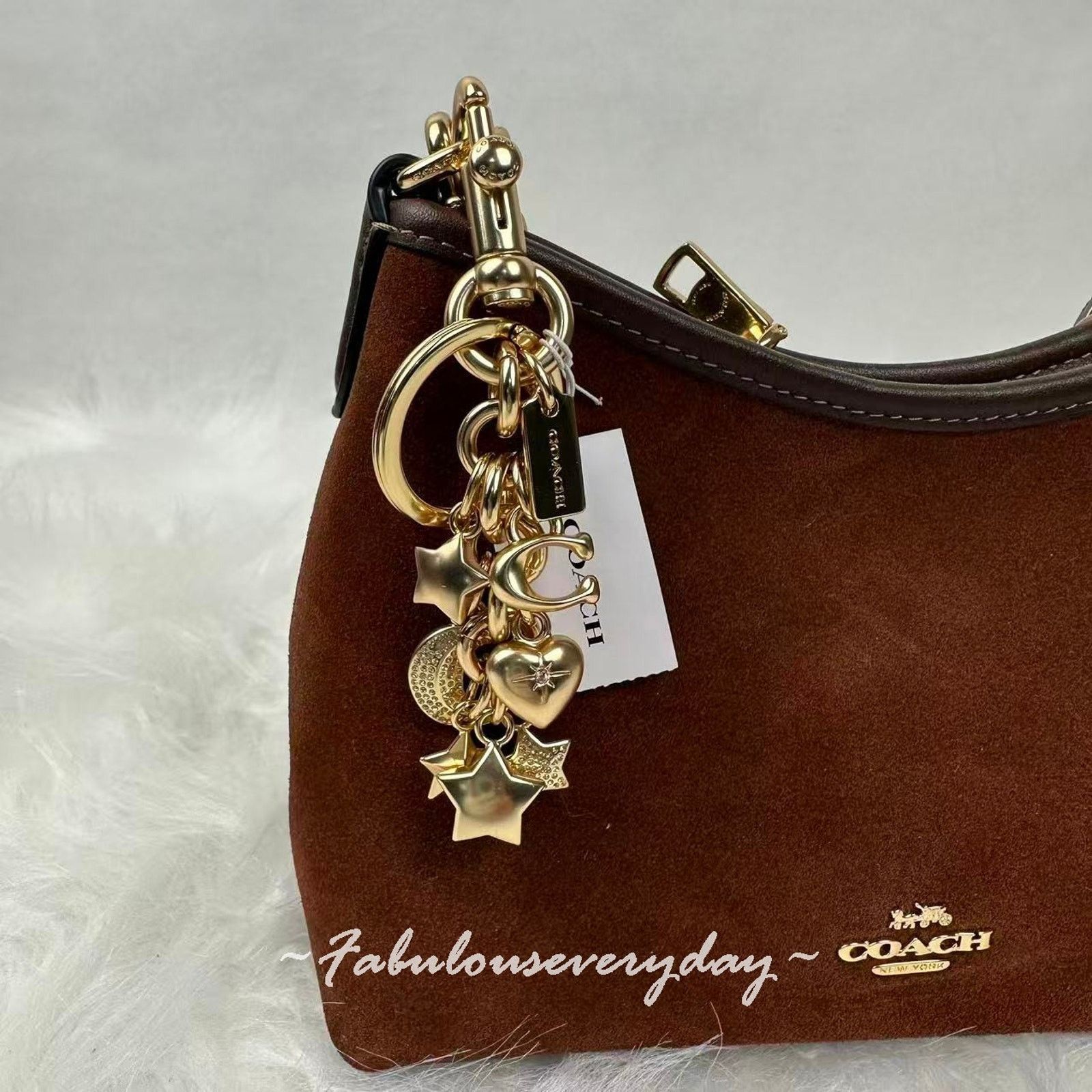 Coach Coach Star Moon Cluster Bag Charm In Gold CDB59 Keychain NWT Size ONE SIZE - 2 Thumbnail