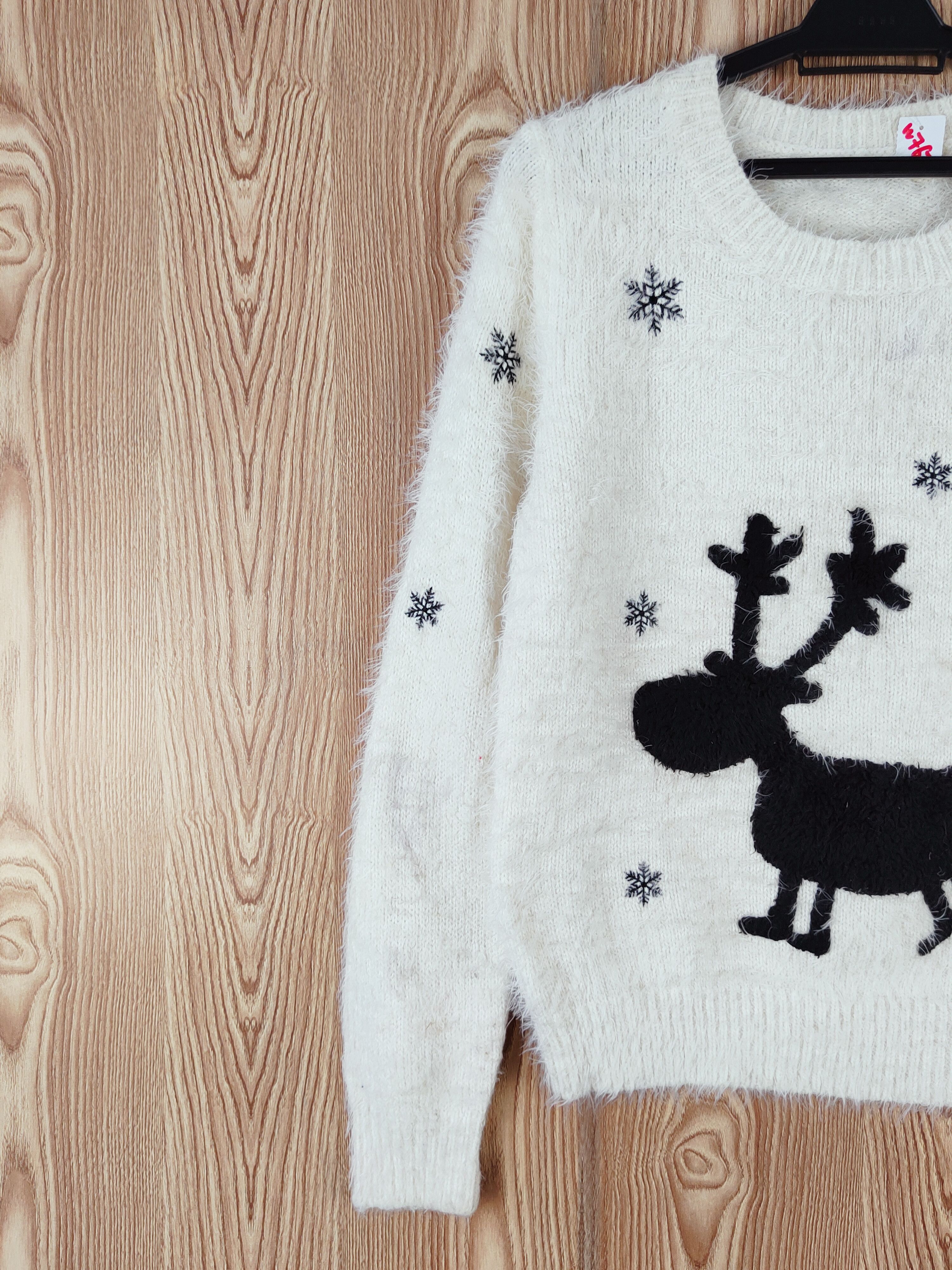 Japanese Brand Japan christmas deer Shag Shaggy Fur Mohair Knitwear #W767 Size M / US 6-8 / IT 42-44 - 3 Thumbnail