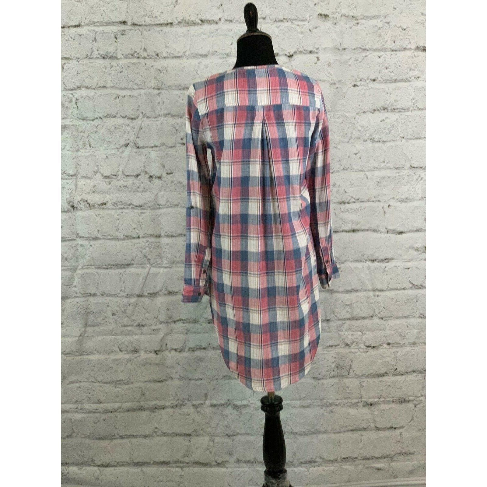 Anthropologie HOLDING HORSES Pink Plaid Long Sleeves Tunic Blouse XS Size XS / US 0-2 / IT 36-38 - 9 Thumbnail