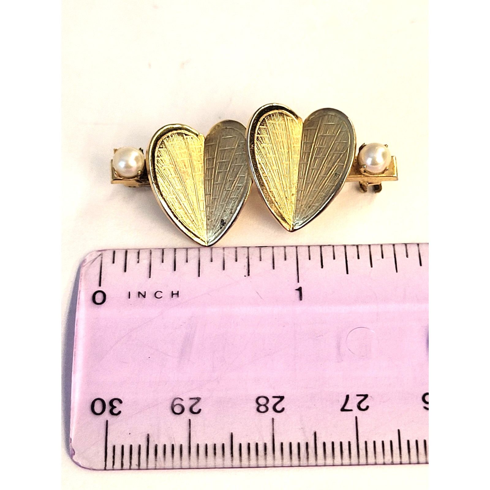 & Other Stories VTG Giovanni Heart Brooch w/Pearls Signed Gold Size ONE SIZE - 7 Thumbnail