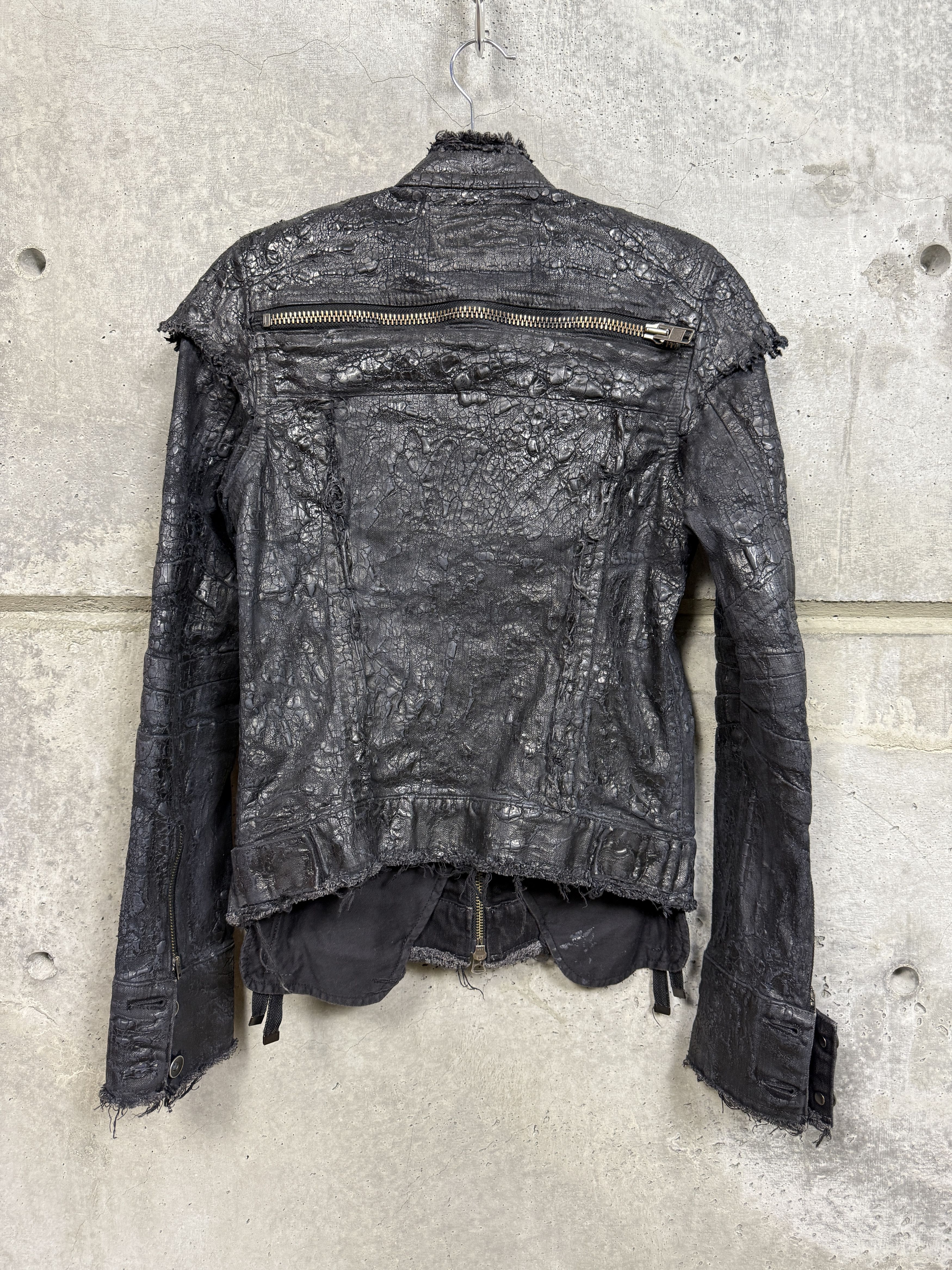 Le Grande Bleu (L.G.B.) Le Grande Bleu Distressed Resin/Wax Coated Jacket Size S / US 4 / IT 40 - 2 Thumbnail