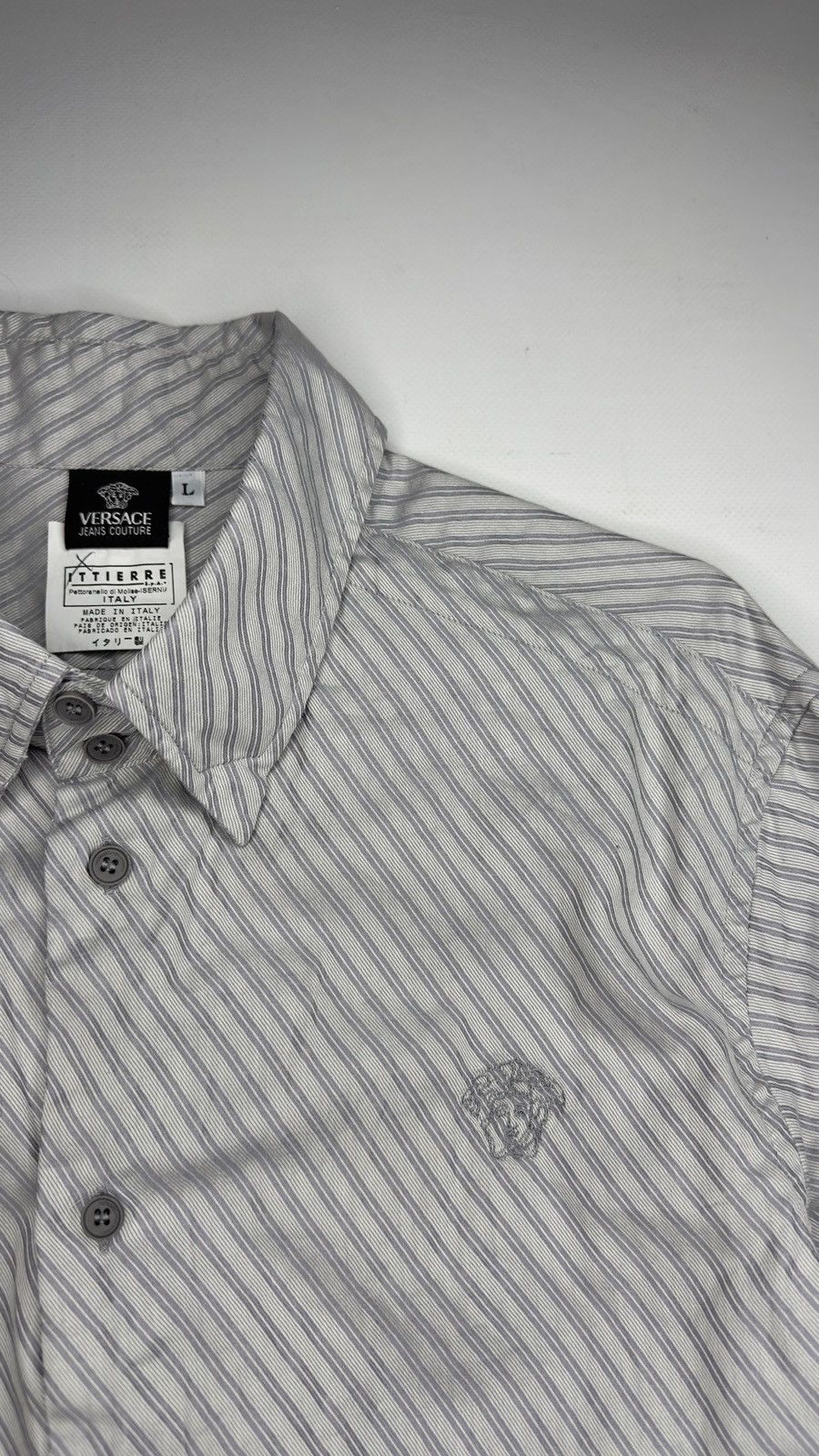 Versace Jeans Couture Versace Jeans Couture Striped Shirt – Grey L Size US L / EU 52-54 / 3 - 2 Thumbnail