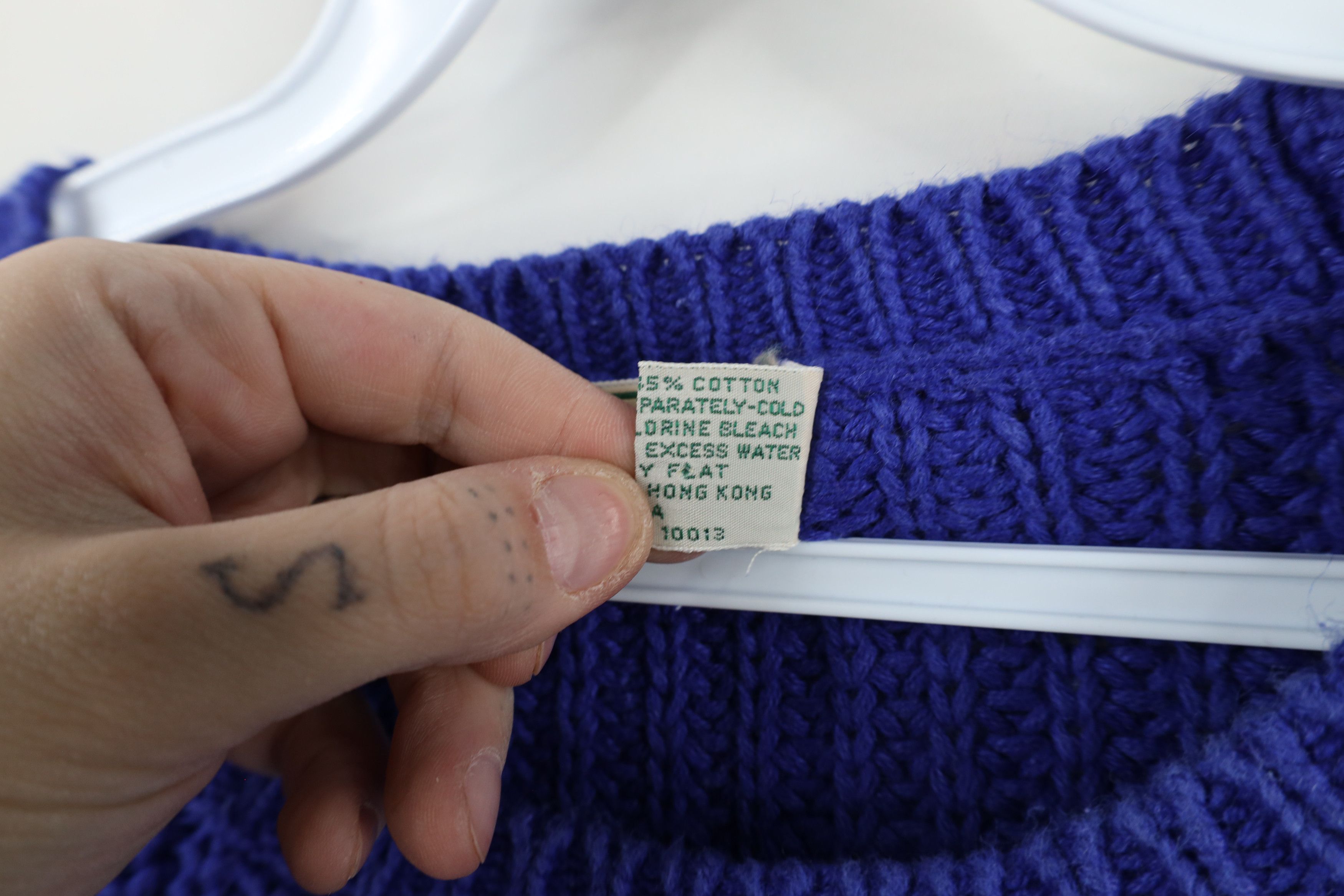 L.L. Bean × Vintage Vintage 90s LL Bean Blank Chunky Ribbed Knit Sweater Blue Size S / US 4 / IT 40 - 8 Thumbnail