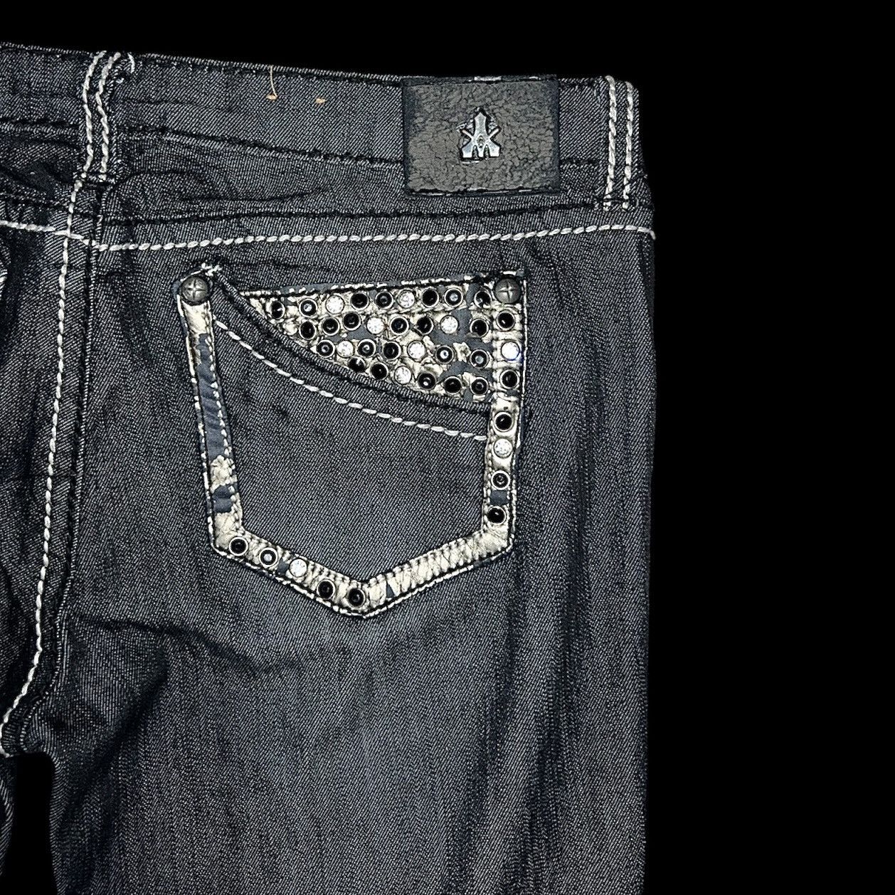 Japanese Brand Antique Rivet Crystal Studded Distressed Jeans Size US 30 / EU 46 - 6 Thumbnail