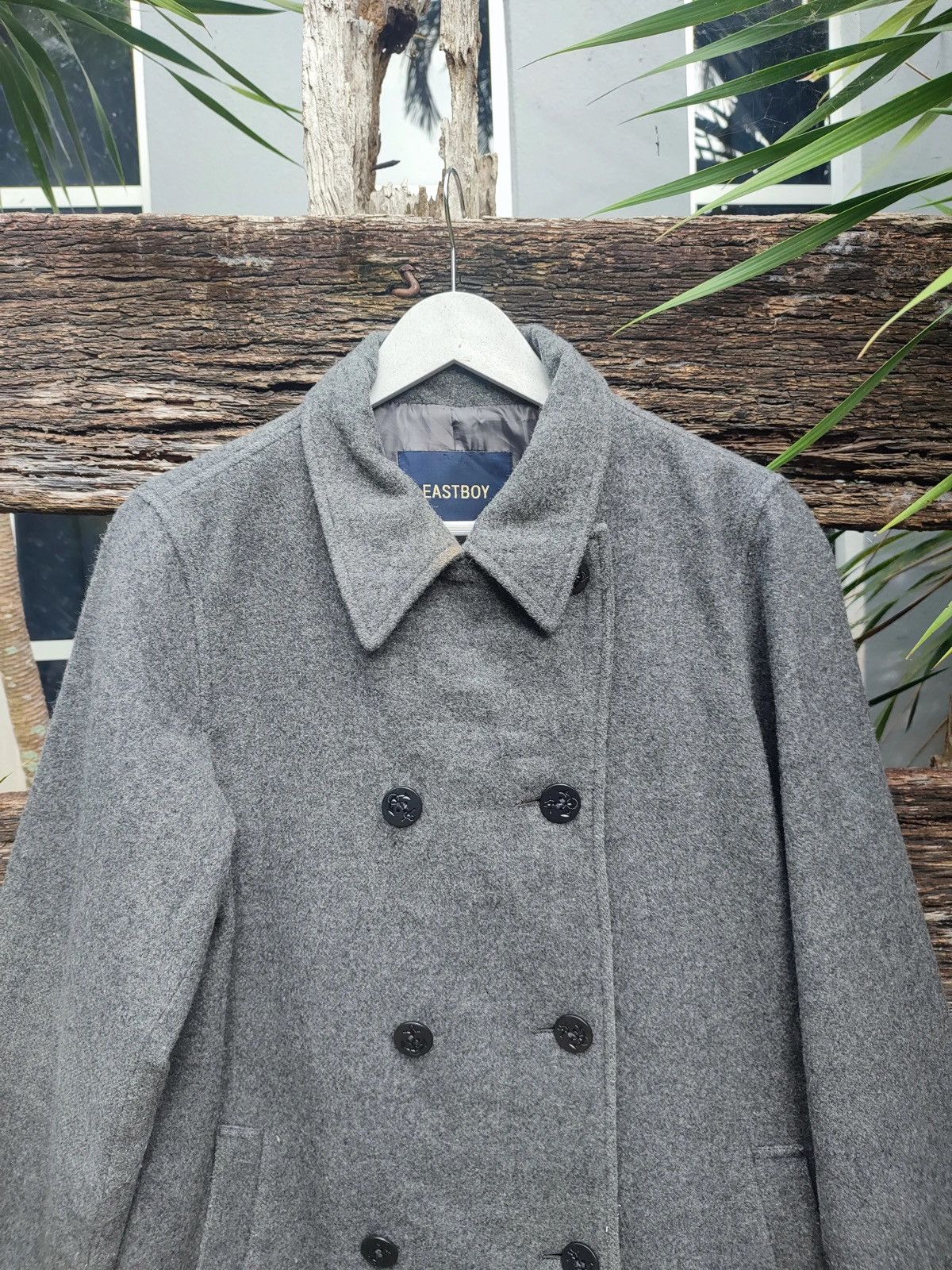 Japanese Brand EASTBOY Japanese Wool Blend Peacoat – Grey Double-Breasted Size US M / EU 48-50 / 2 - 2 Thumbnail