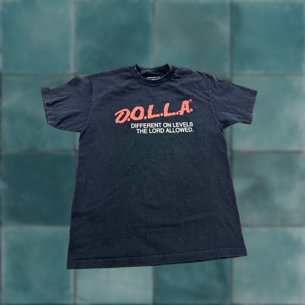 Vintage Dame Dolla T-Shirt Mens Large Black Solid Outdoor Crew Neck Short Sleeve "Different On Levels The Lord Allowed" Size US L / EU 52-54 / 3 - 1 Thumbnail