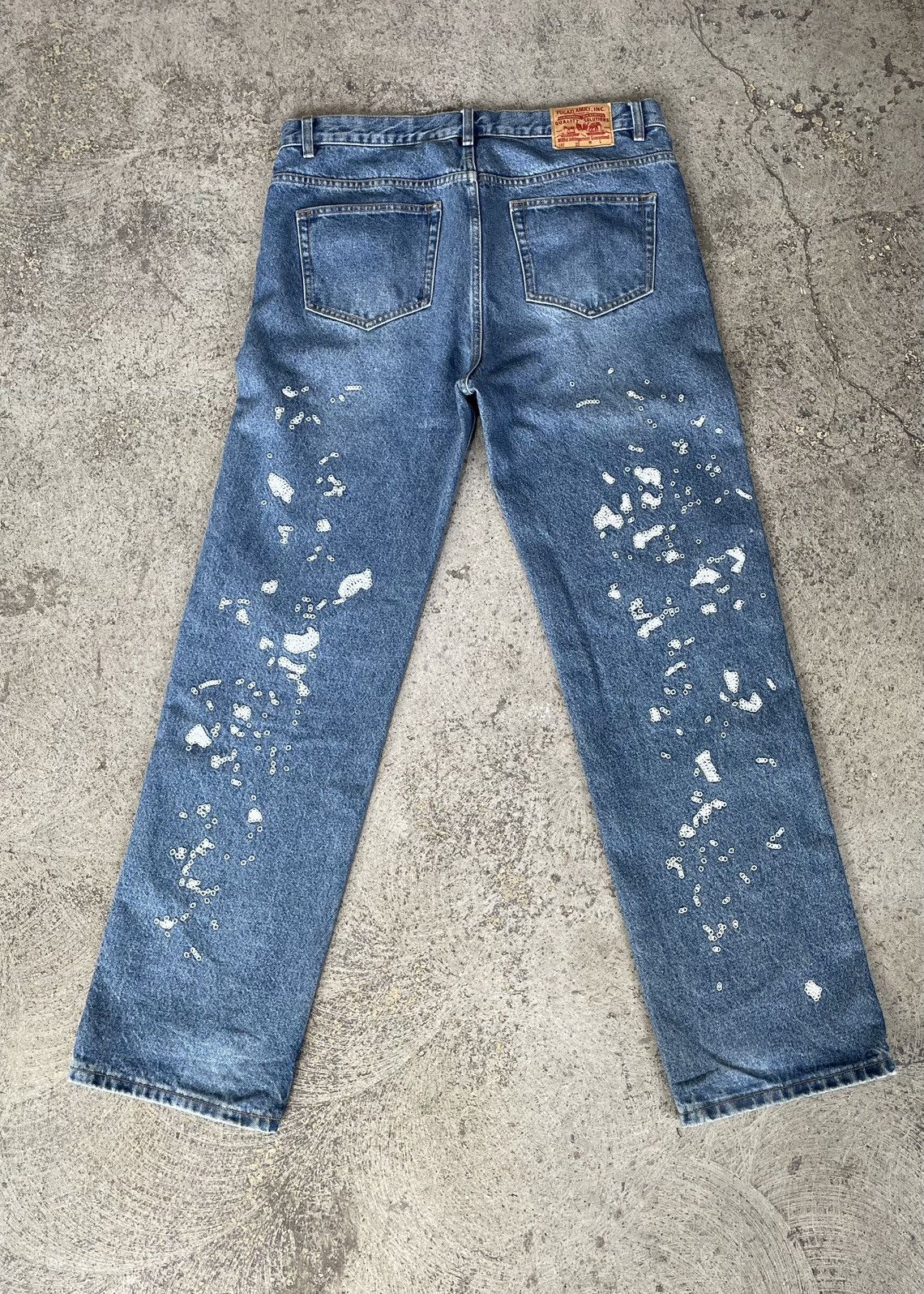 Fugazi Fugazi Chain Splatter Stitched Denim Jeans Size US 34 / EU 50 - 3 Thumbnail