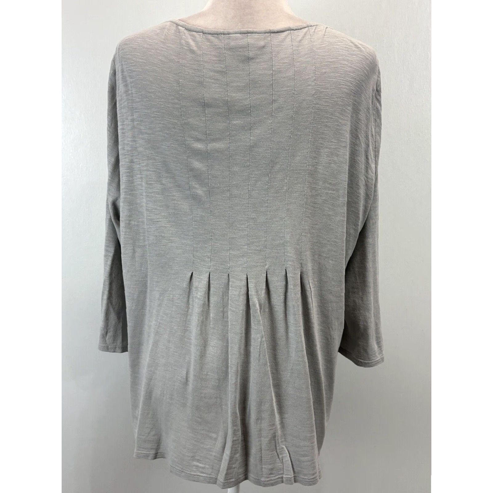 J. Jill J. Jill Tunic Top Shirt Gray Pleated 3/4 Sleeve Women's Large Cotton Blend Knit Size L / US 10 / IT 46 - 5 Thumbnail