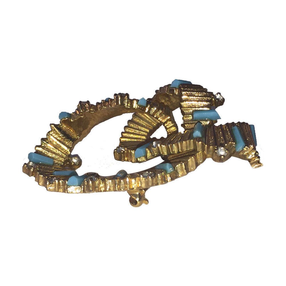 Designer Jomaz Figural Pin with Simulated Turquoise and Rhinestones Size ONE SIZE - 3 Thumbnail