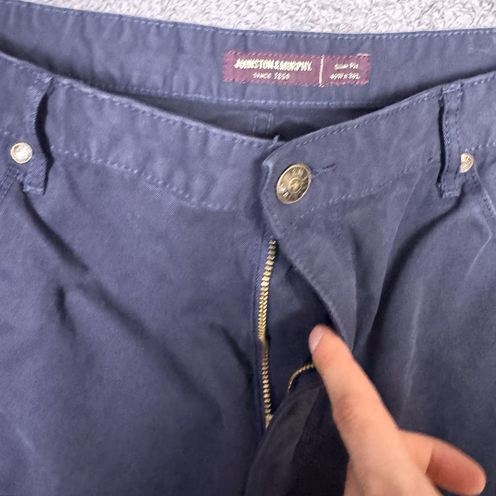 Johnston & Murphy Johnston & Murphy Pants Men's 40x30 Chino Flat Front Canvas Brushed Navy Twill Stretch Classic Slax? Size US 40 / EU 56 - 4 Thumbnail