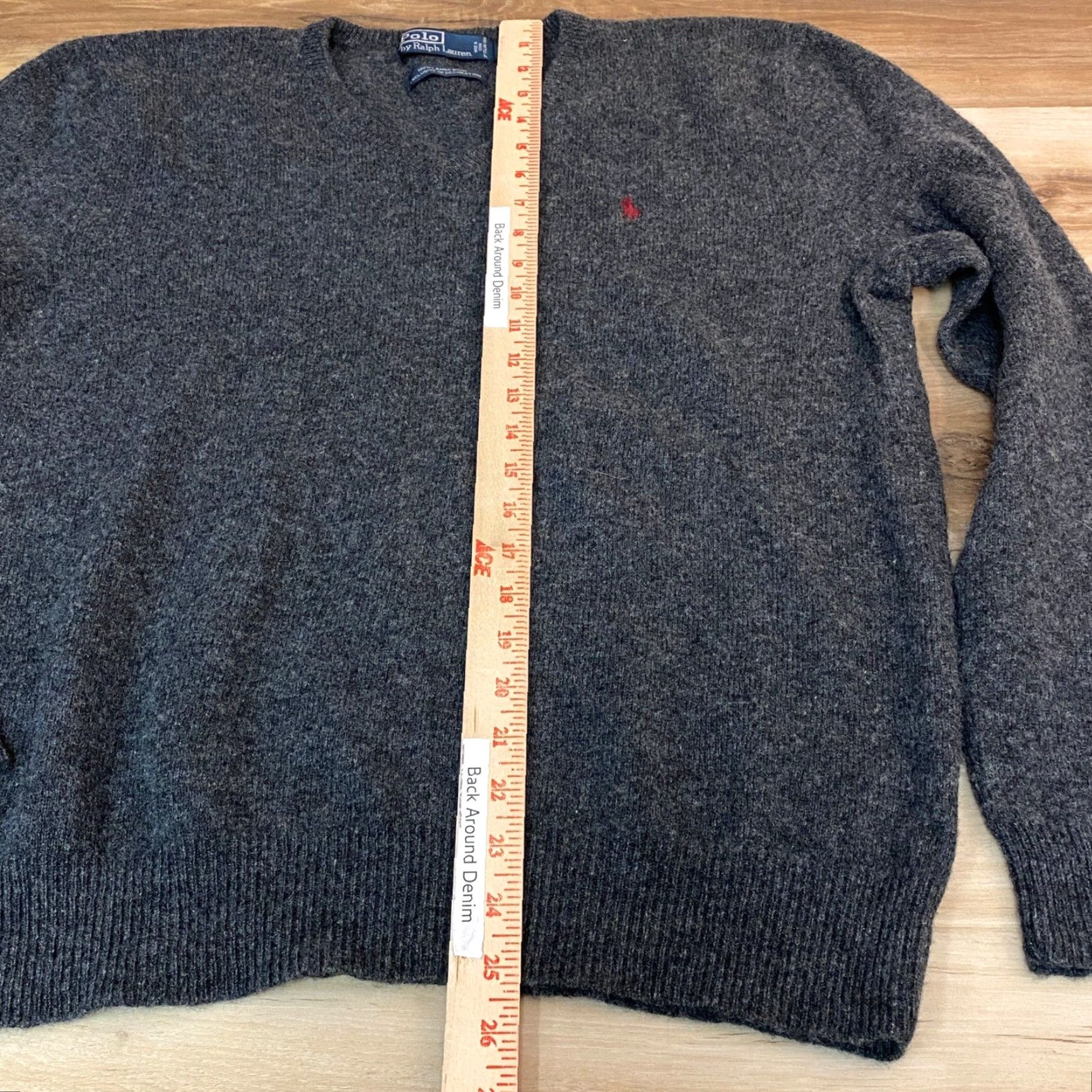 Polo Ralph Lauren Polo Ralph Lauren Mens XL Charcoal Grey 100% Lambswool V-Neck Sweater Red Pony Pullover Knit Long Sleeve Wool Wintry Ivy League Casual Business Mens Size US XL / EU 56 / 4 - 4 Thumbnail