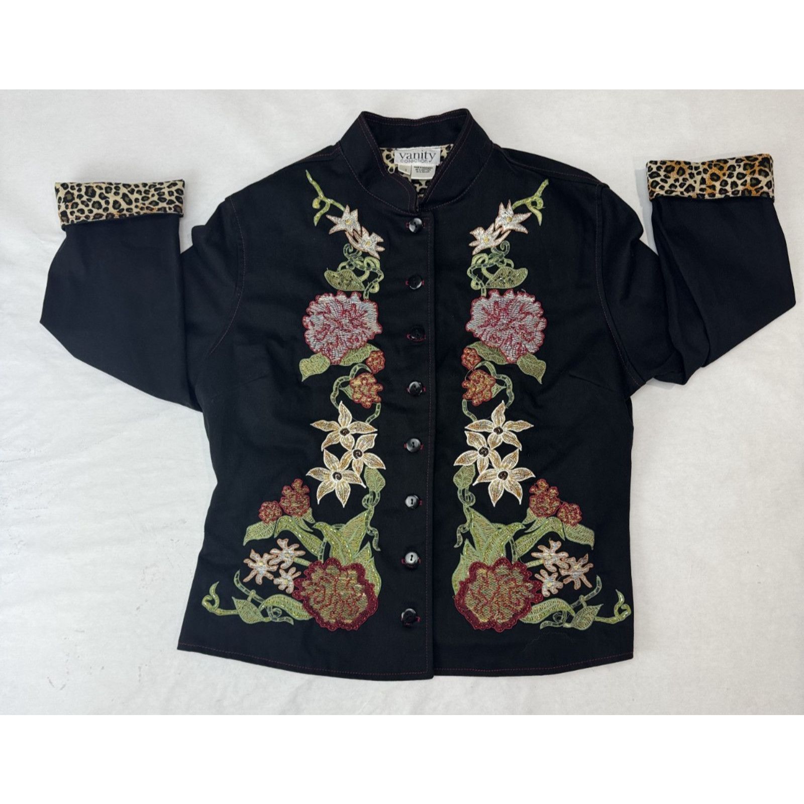 Other Vintage Vanity Collection Beaded Jacket Floral Leopard Small Size S / US 4 / IT 40 - 1 Thumbnail