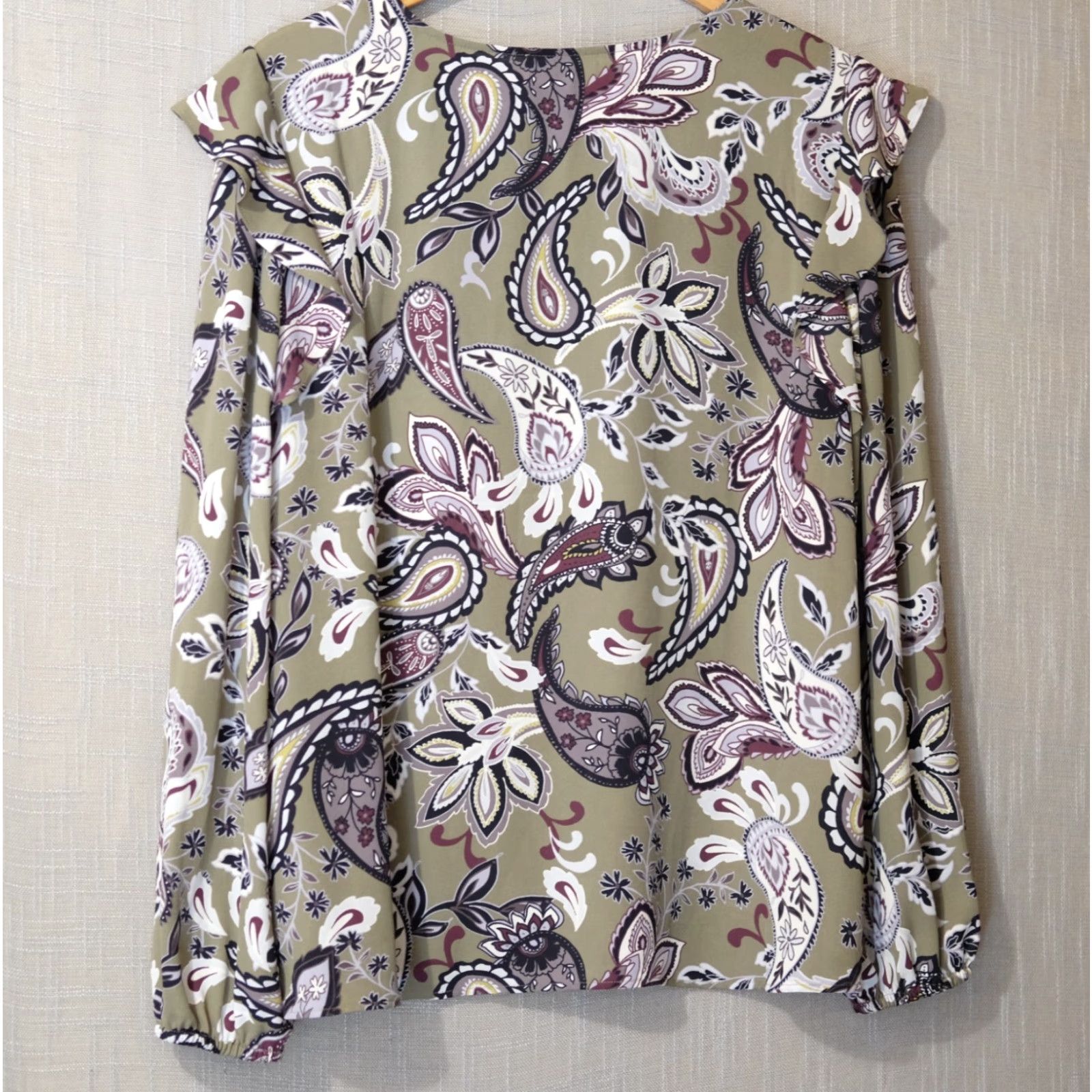 Loft EUC Loft Multicolor Floral Paisley Blouse Ruffle Sheer Womens XL Shirt Size XL / US 12-14 / IT 48-50 - 5 Thumbnail