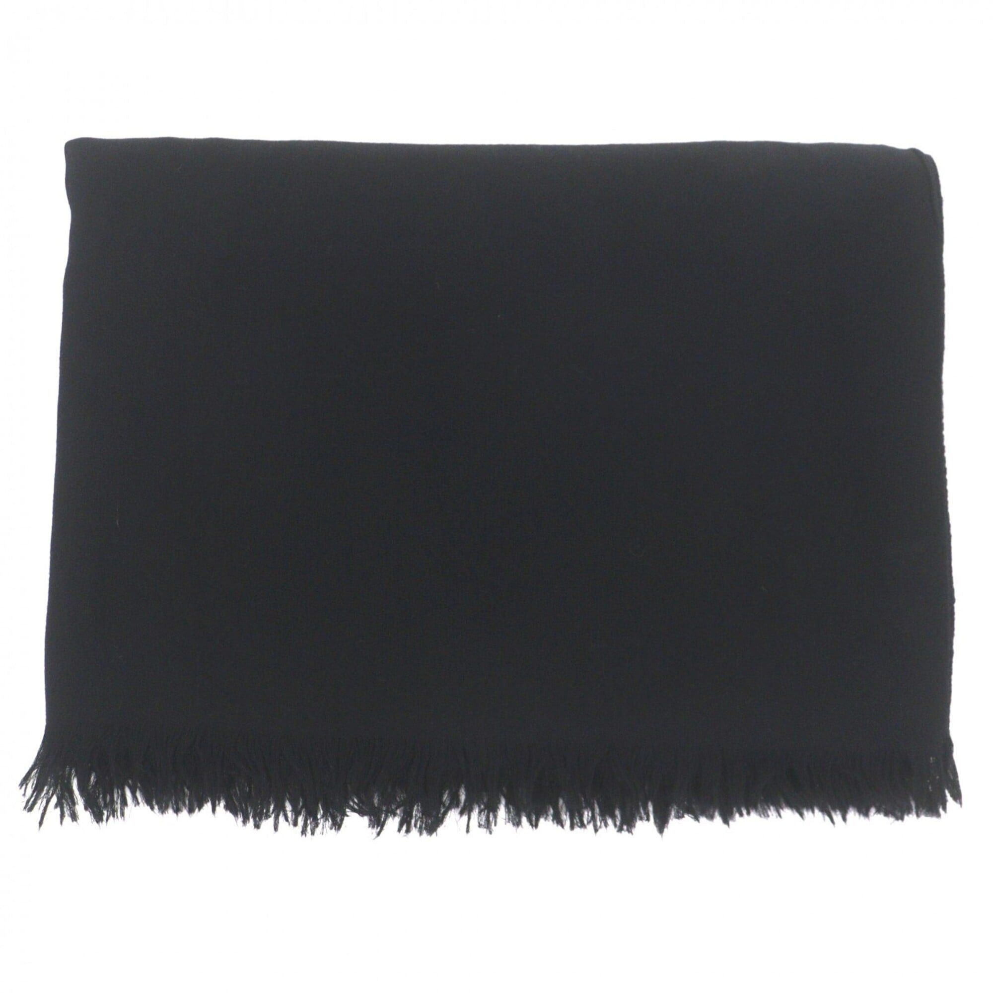 Hermes HERMES Cashmere Wool H Logo Fringed Large Scarf/Stole Black Made in Italy Men's/Women's Size ONE SIZE - 1 Thumbnail