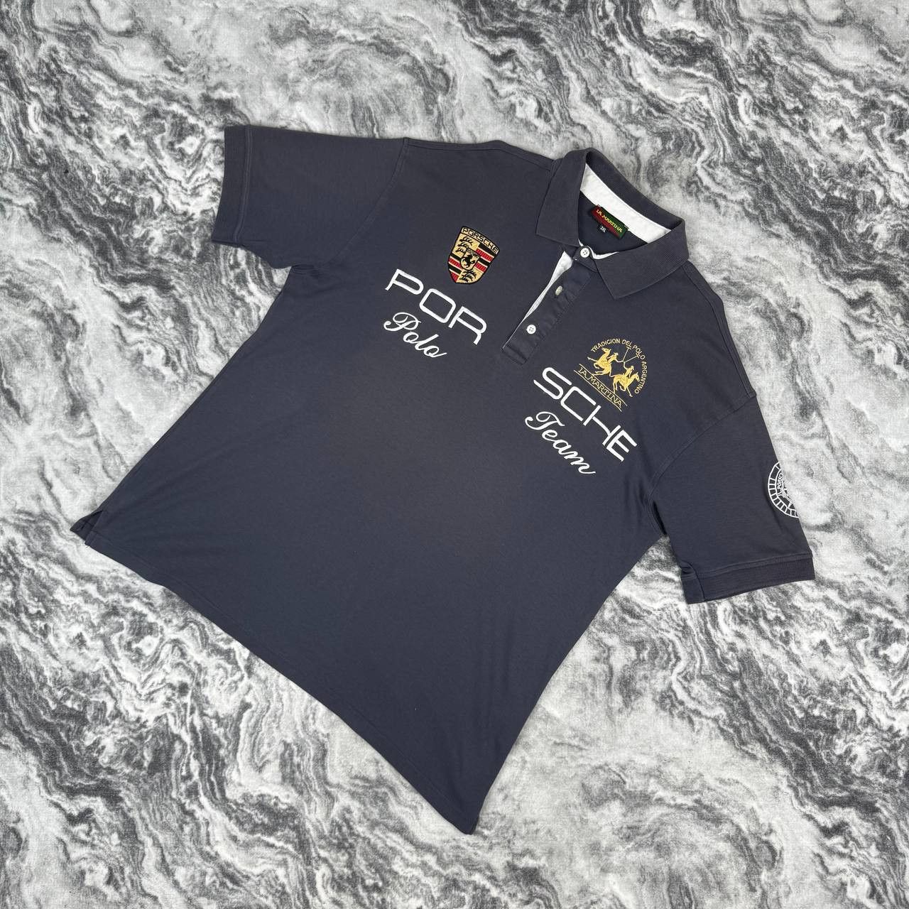 La Martina Vintage La Martina Porshe Polo Shirt Racing Men 3XL Gray Size US XXL / EU 58 / 5 - 1 Thumbnail