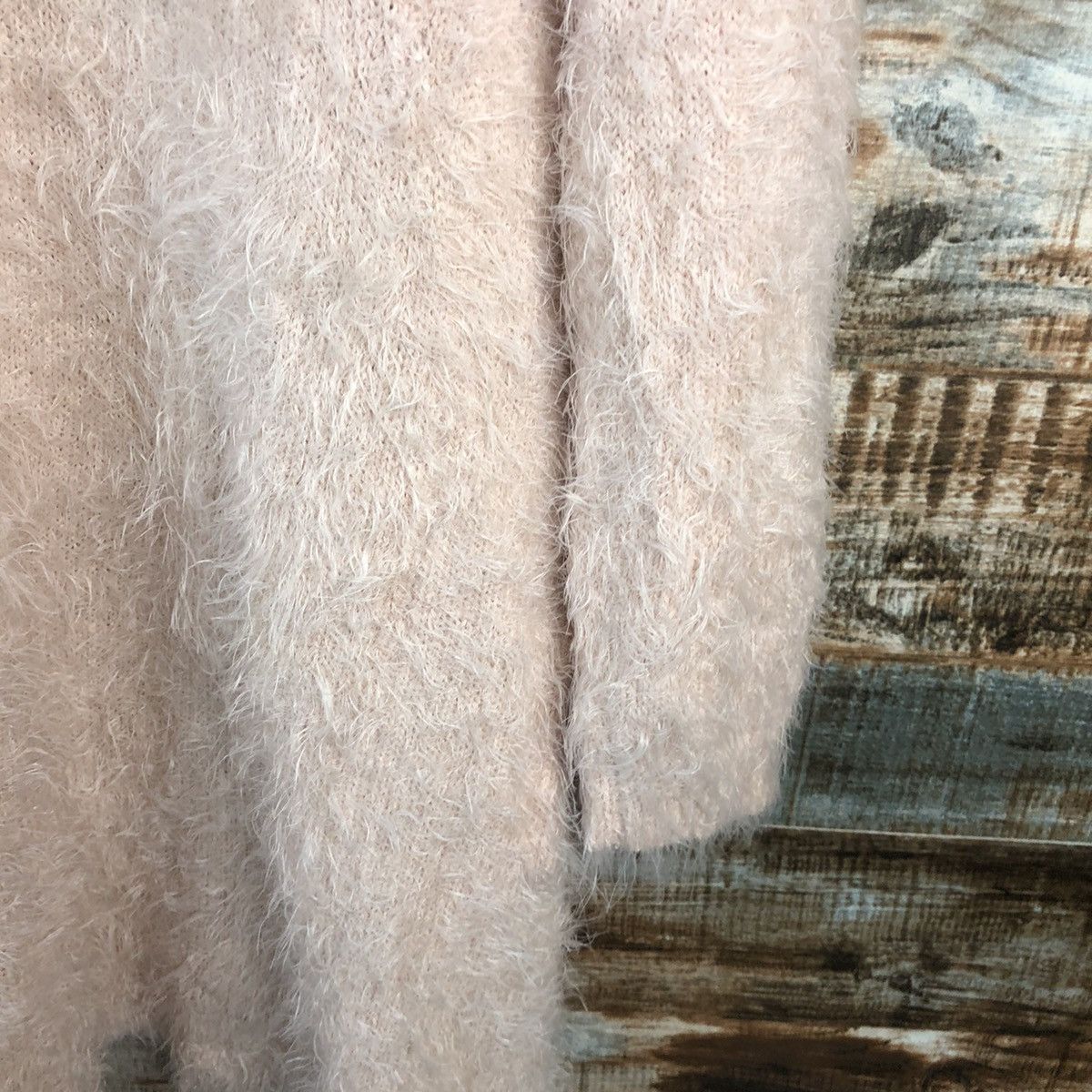 Homespun Knitwear DL Khalita Pink Mohair shaggy fur Cardigan Knitwear #C526 Size L / US 10 / IT 46 - 16 Thumbnail