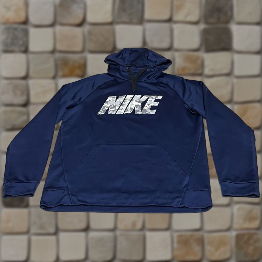 Nike Nike Dri-Fit Pullover Hoodie Men L Blue Camouflage Logo Fleece Pocket Hooded Size US L / EU 52-54 / 3 - 1 Thumbnail