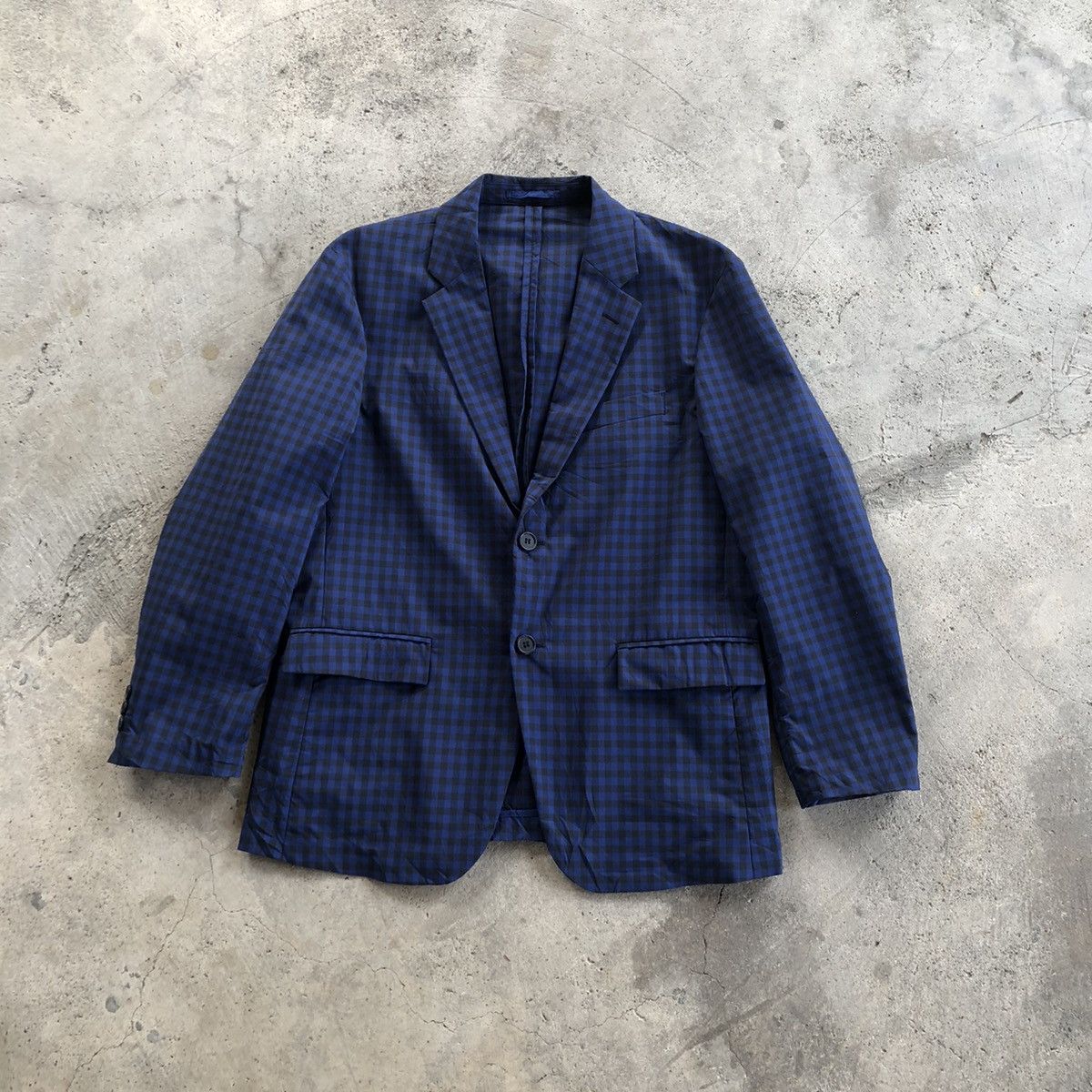 image of Ss22 Marni x Uniqlo Black And Blue Design Blazer, Men's (Size Small)