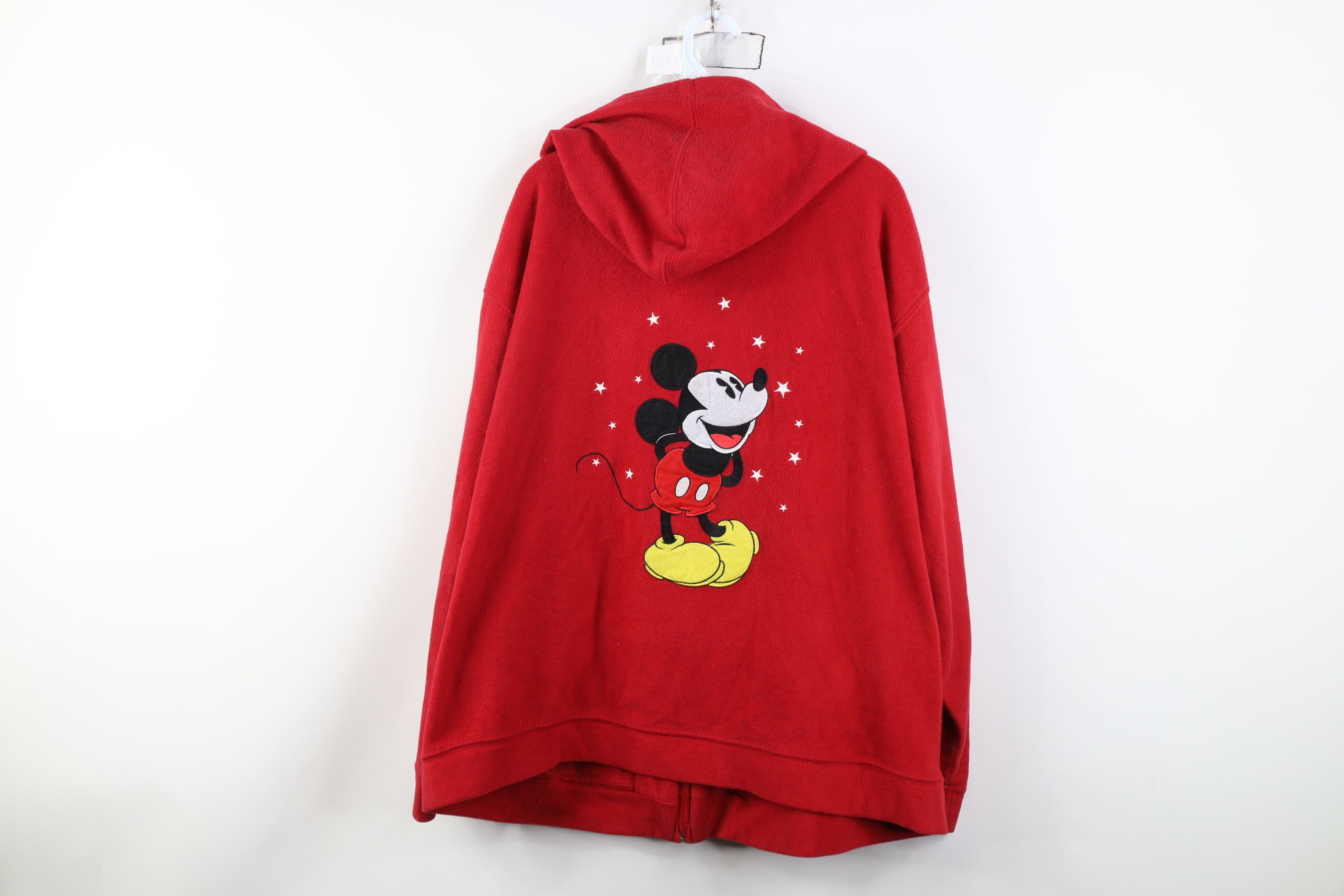 Disney Vintage 90s Disney Mickey Mouse Full Zip Fleece Hoodie Red Size 3XL / US 20-22 - 12 Thumbnail